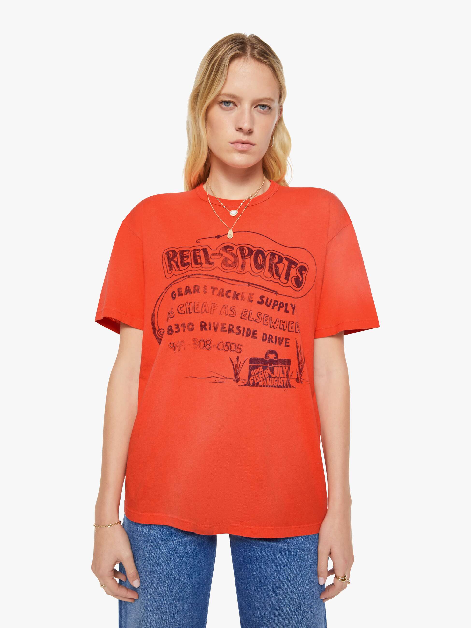 MOTHER The Lowdown Reel Sports T-Shirt in Red