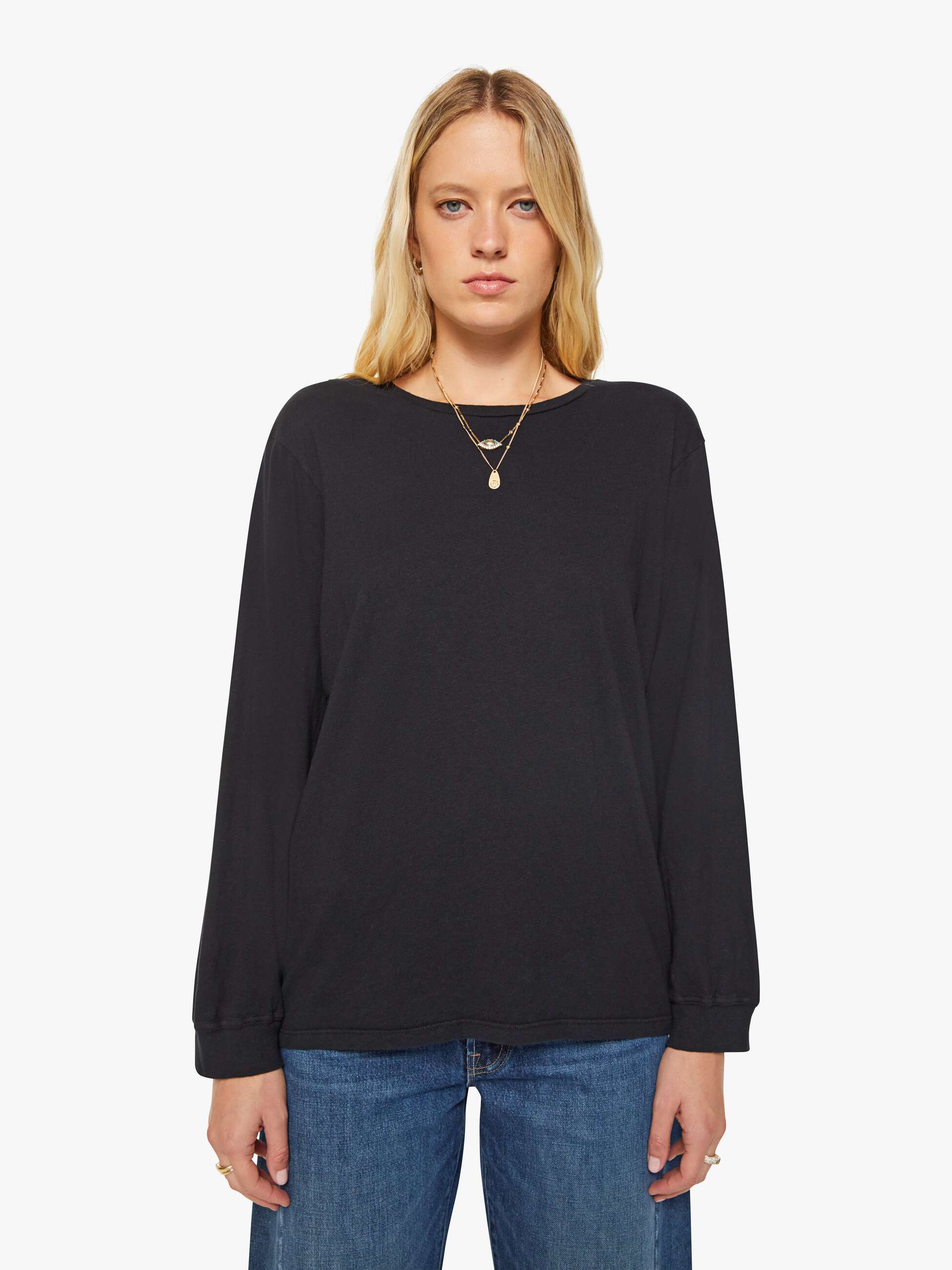 THE LONG SLEEVE ROWDY BLACK | MOTHER DENIM