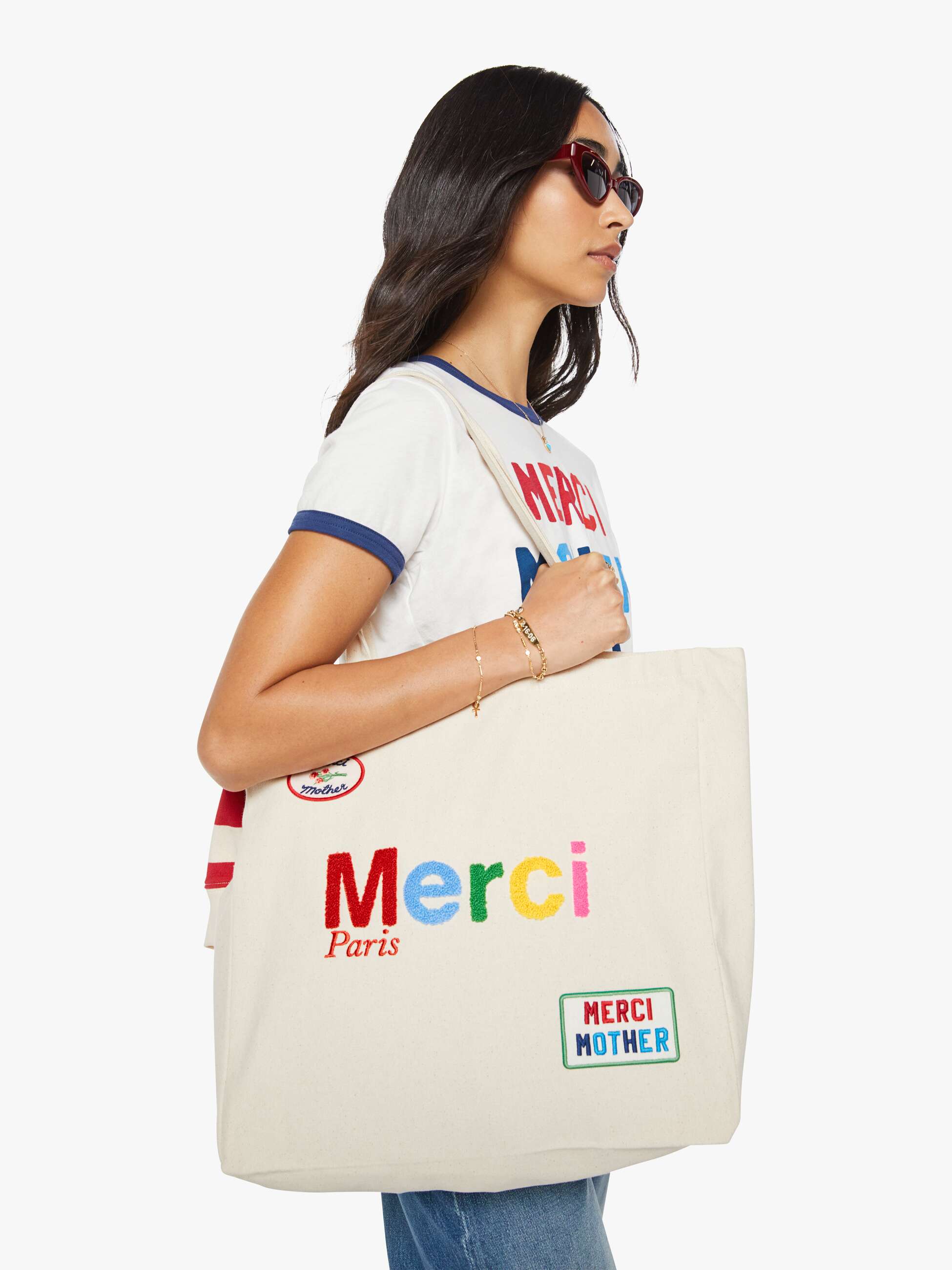 MERCI Merci x MOTHER Merci Tote - Ecru And Multi