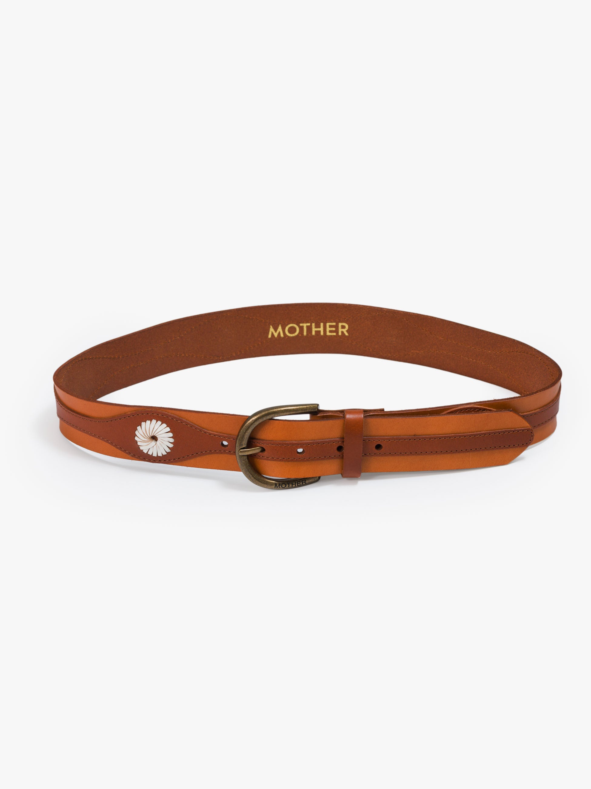 The 2 Tone Leather Belt - Natural And Cognac | MOTHER DENIM