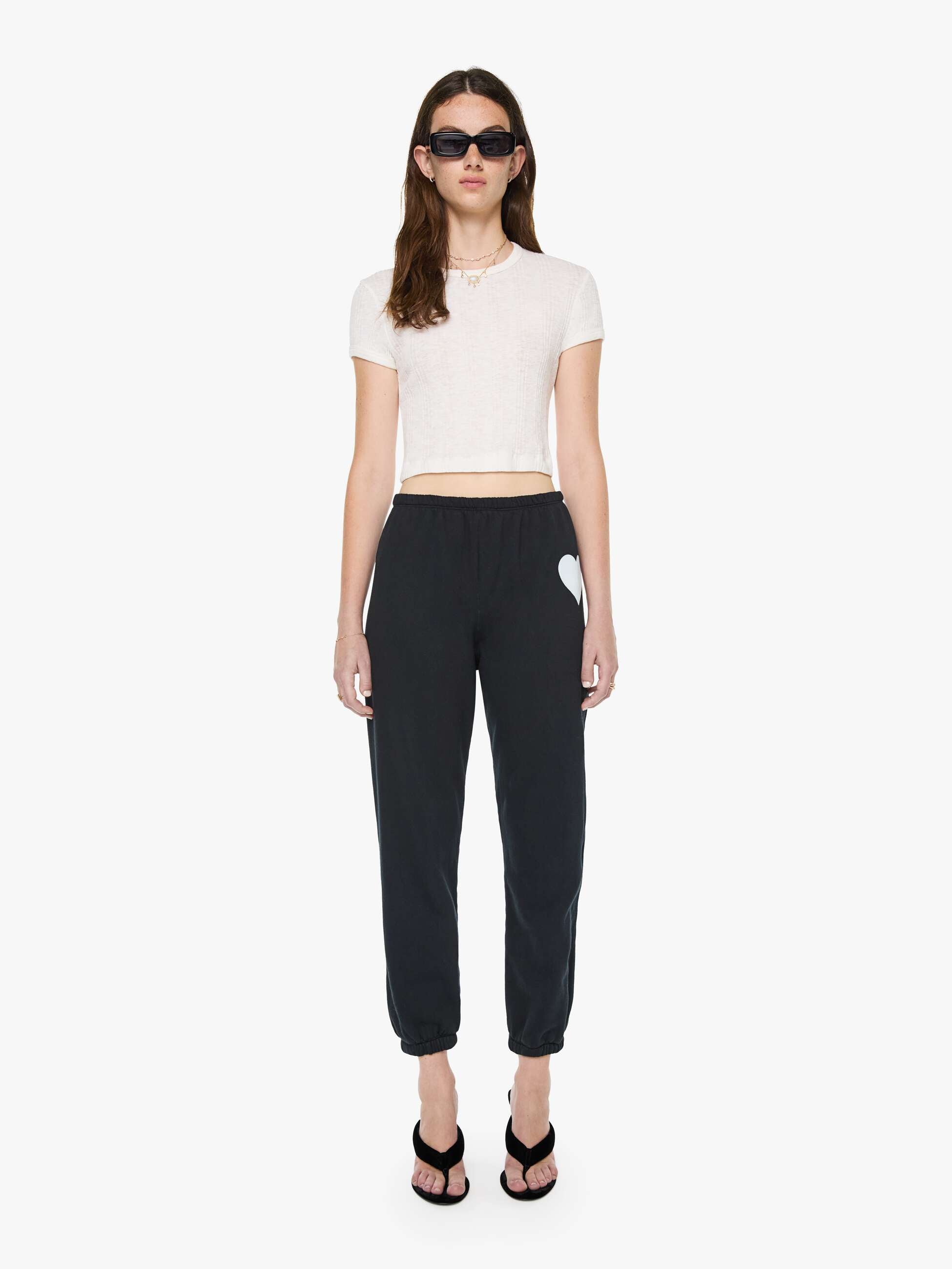 SPRWMN Heart Sweatpant - Black | MOTHER DENIM