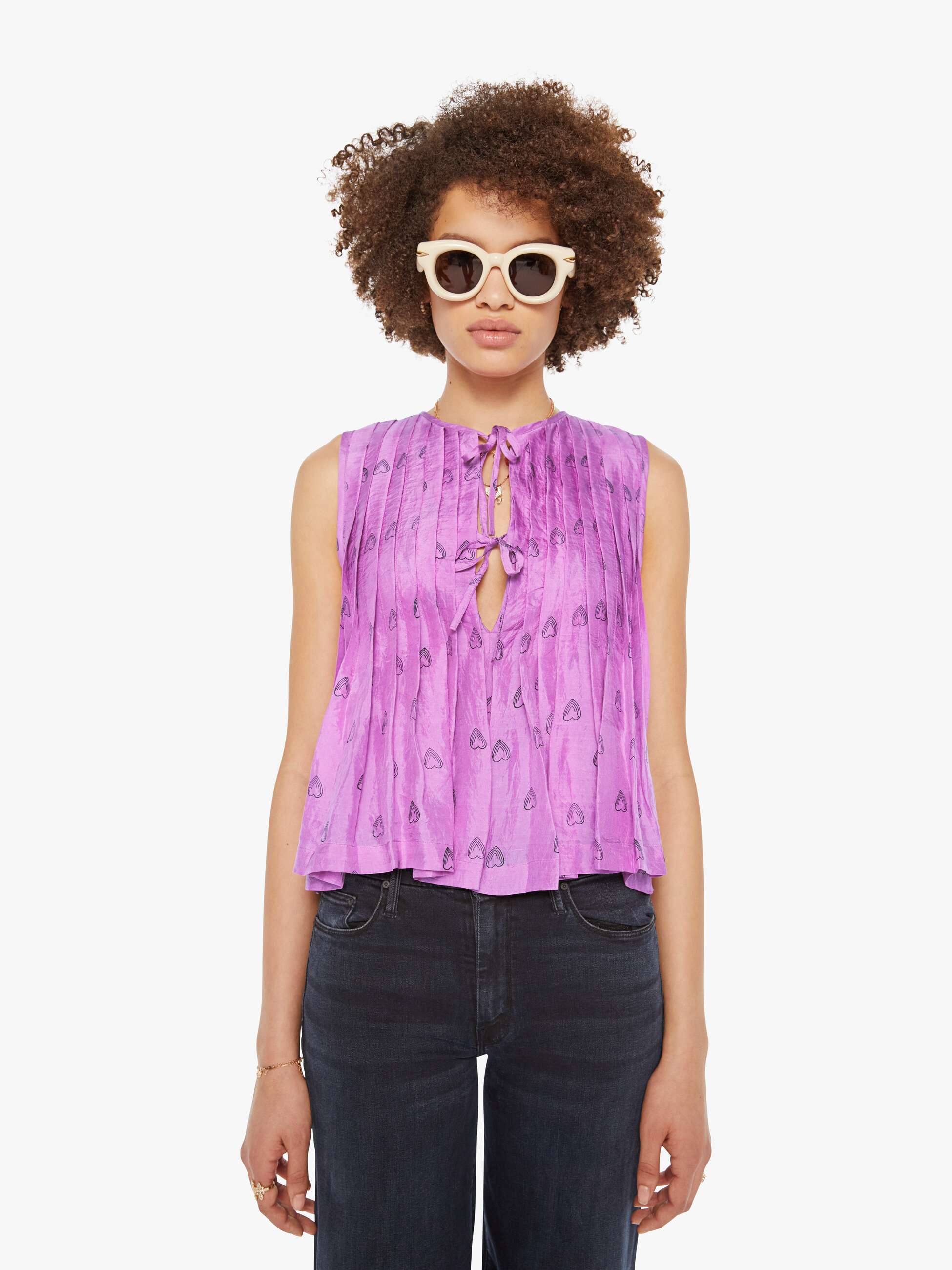 Alix Of Bohemia Rhoe Top - Fuchsia Heart | MOTHER DENIM