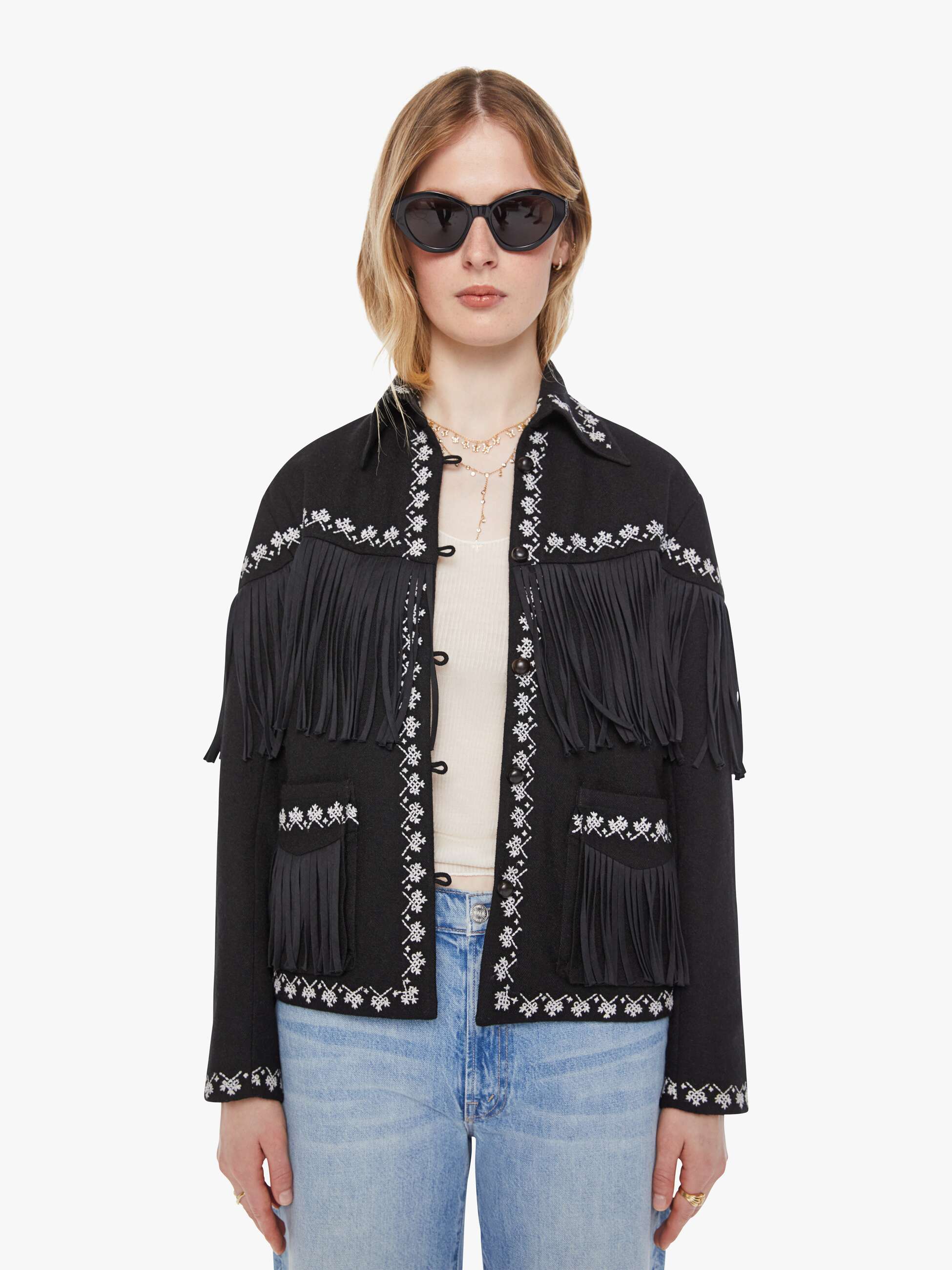 Alix of Bohemia Jude Fringe Jacket Raven MOTHER DENIM