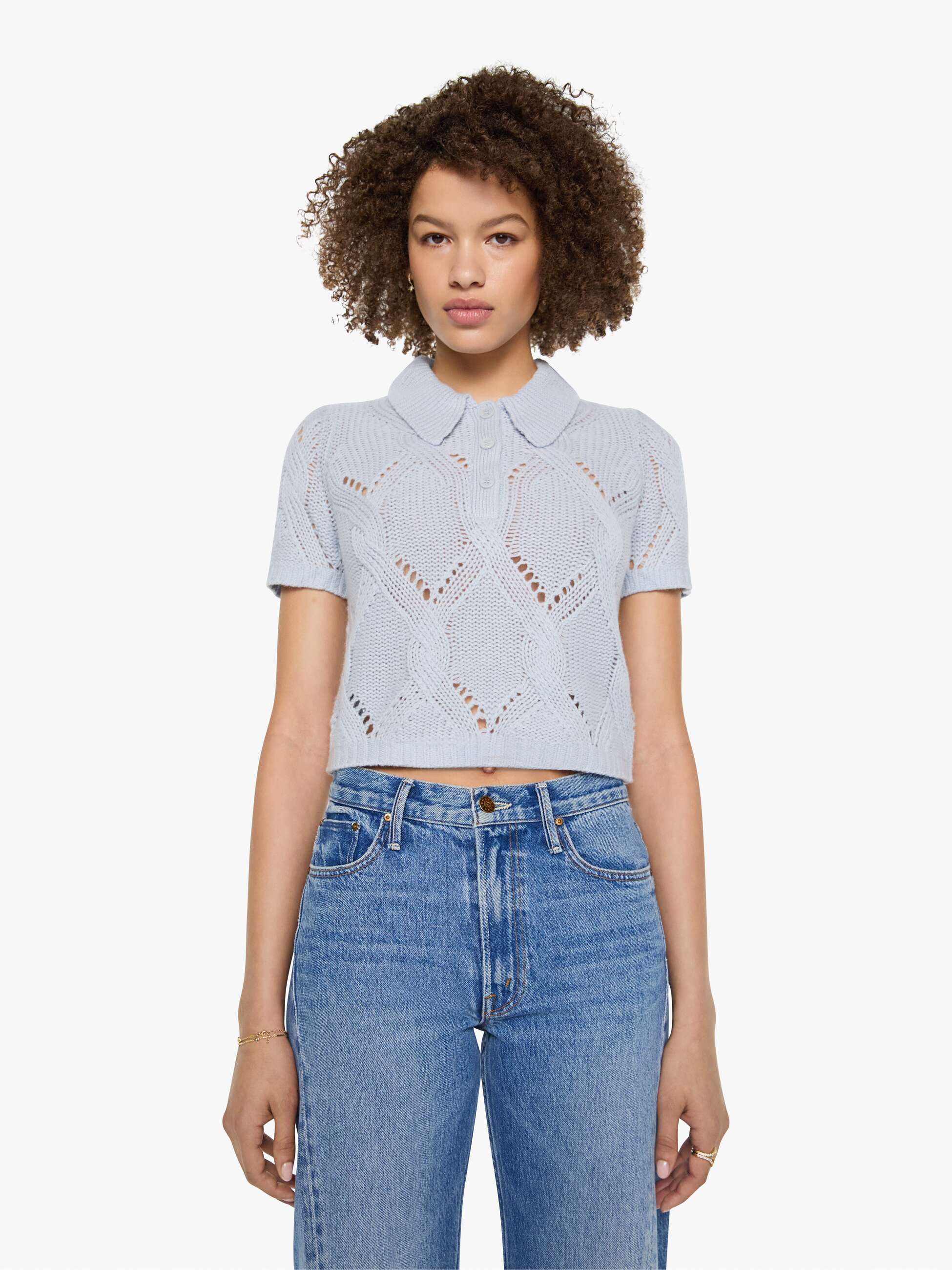 SABLYN Cadence Shrunken Polo - Whisper | MOTHER DENIM