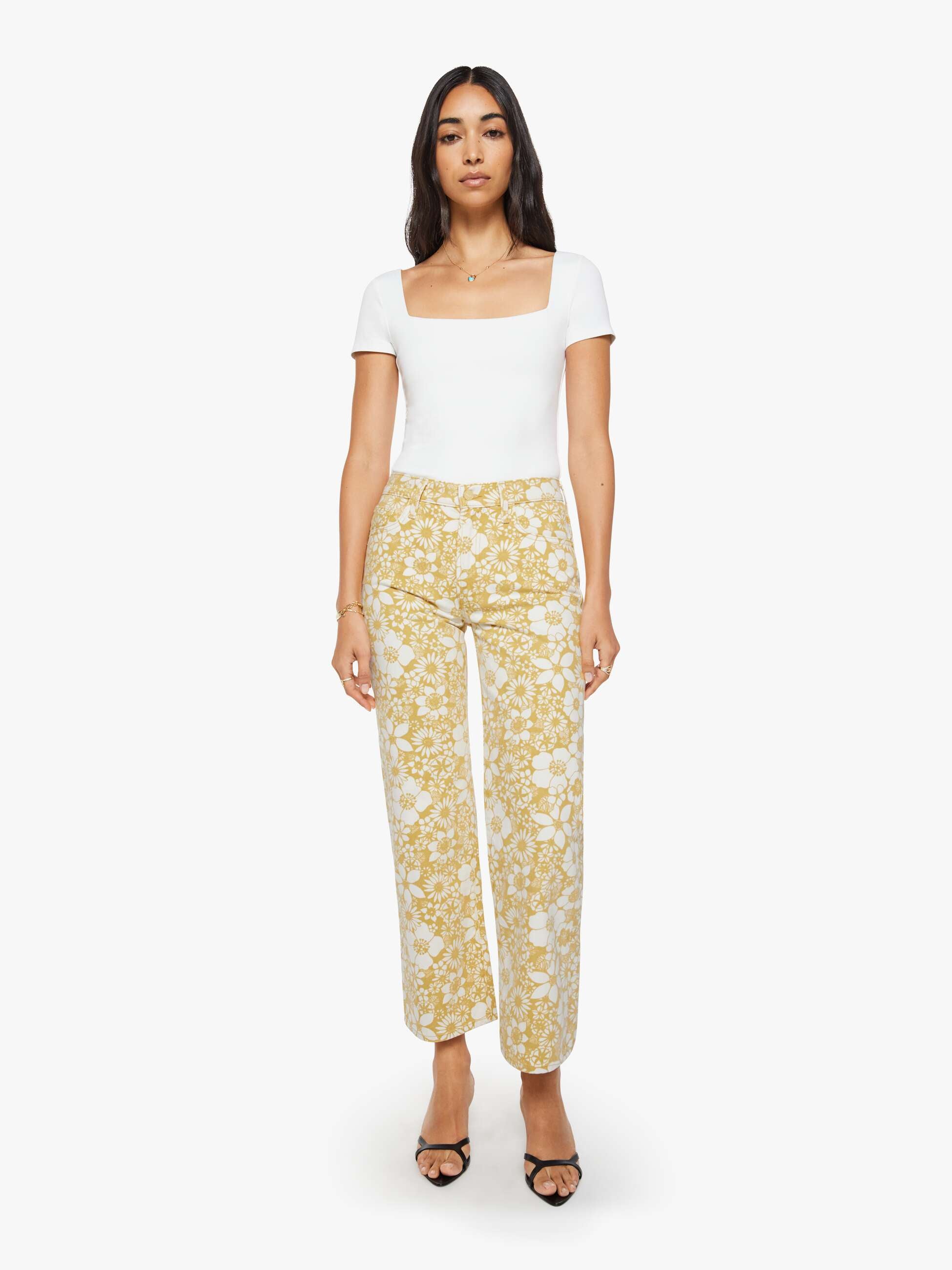 The Mid Rise Rambler Zip Ankle - Floral Notes | MOTHER DENIM