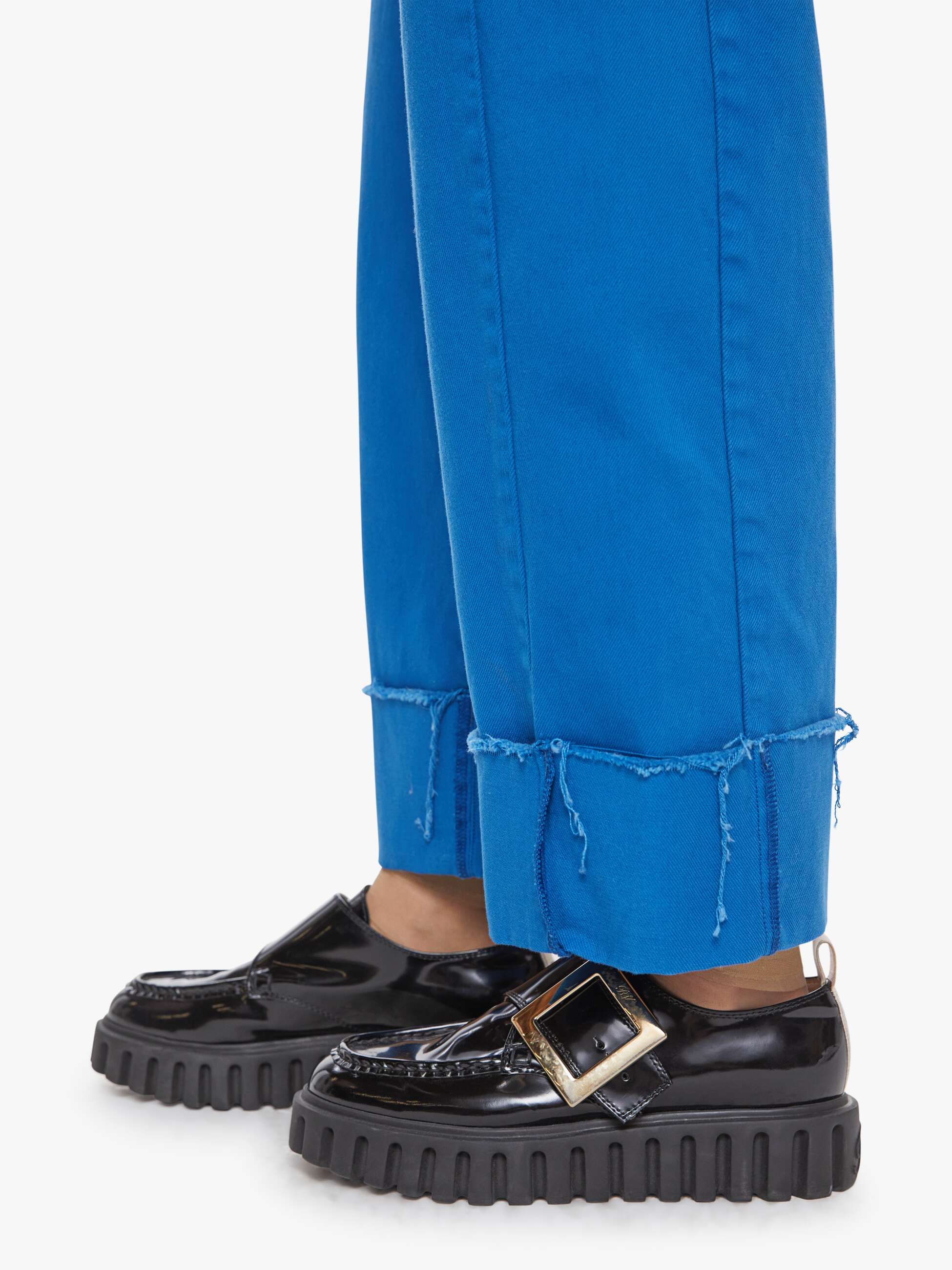 The Half-Pipe Ankle Cuff Fray - Horseplay - Mikonos Blue | MOTHER