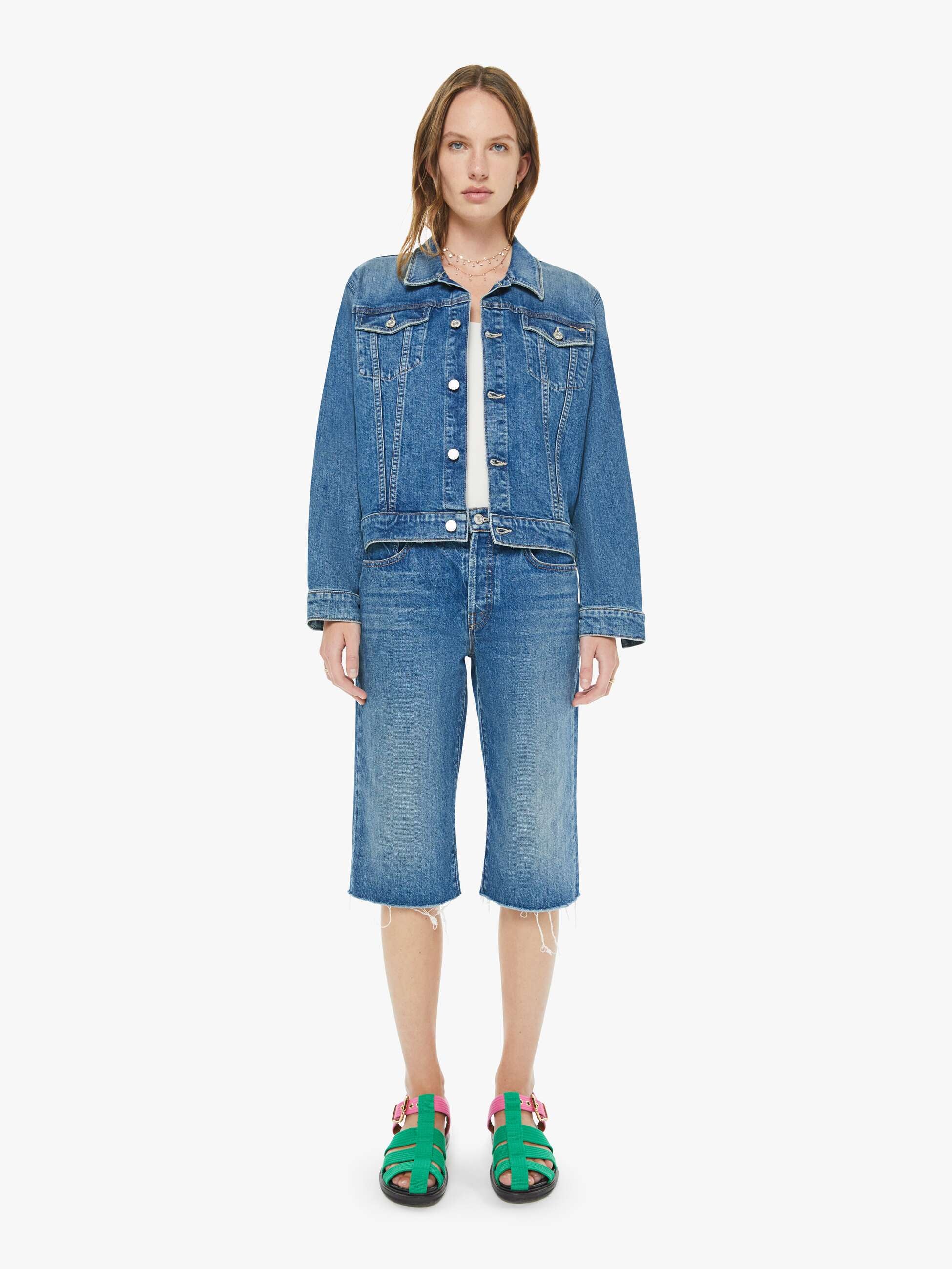 The Kick It Half N' Half Fray - Green Thumb | MOTHER DENIM