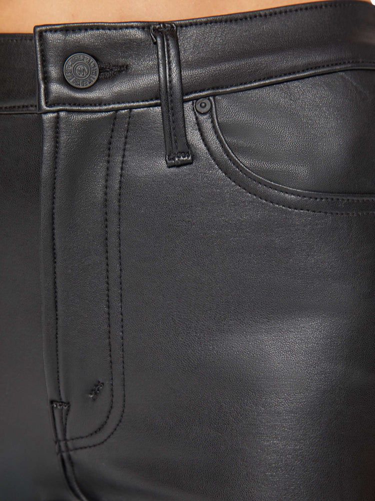 Swatch view of women’s faux leather ankle length bootcut pant.