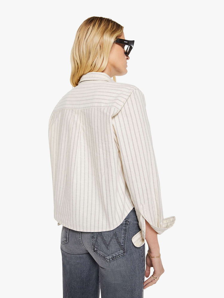 The Cropped Bestie - Cream And Black Stripe