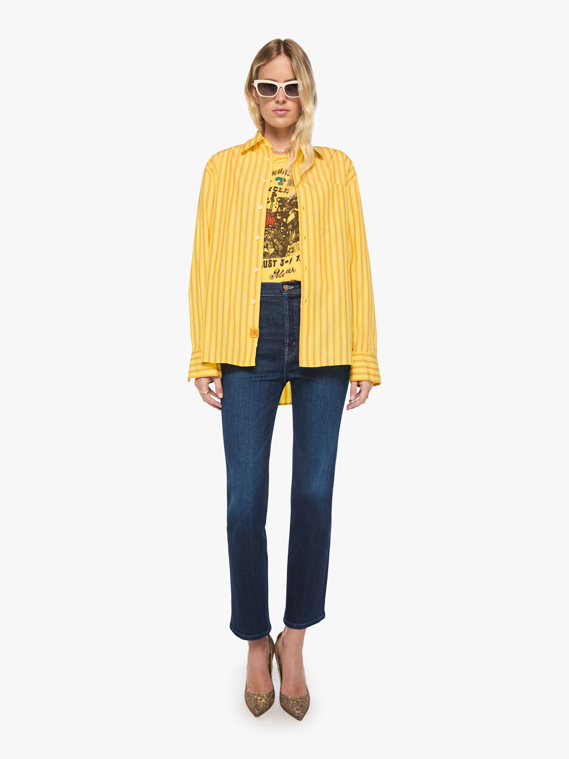 マミーページ The Roomie Frenchie - Yellow Stripe | MOTHER DENIM
