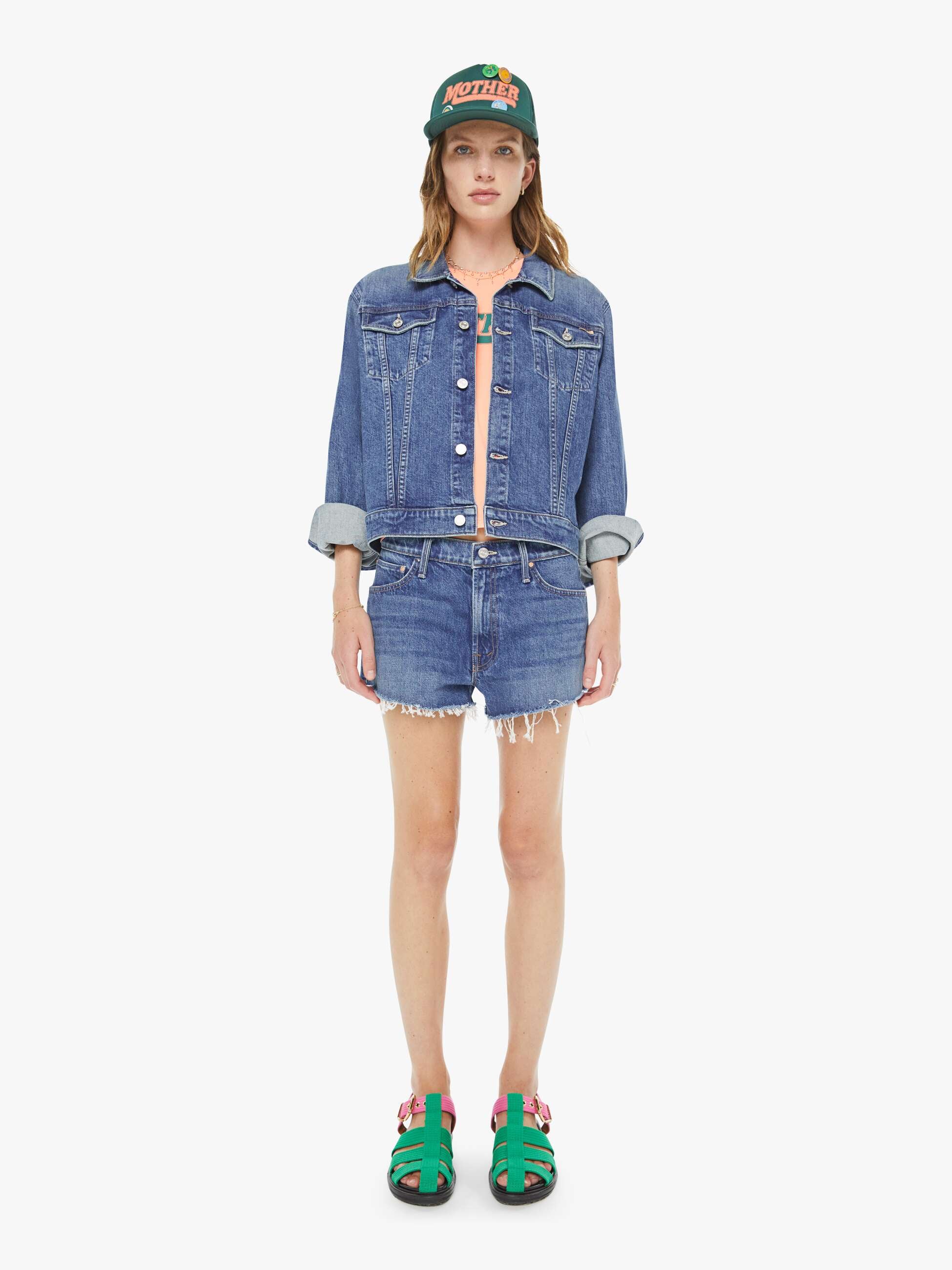 The Kick It Half N' Half Fray - Green Thumb | MOTHER DENIM