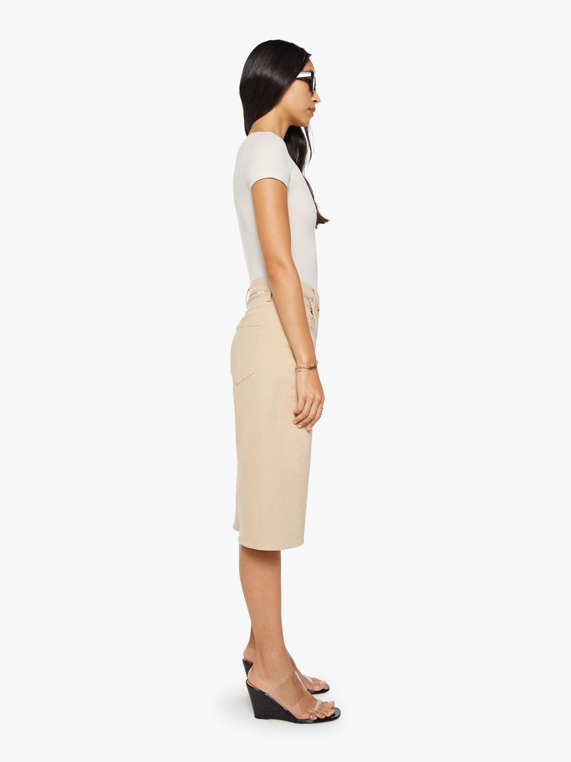 The Whole Lot Twist Zip - Play Date - Almond Buff | MOTHER DENIM