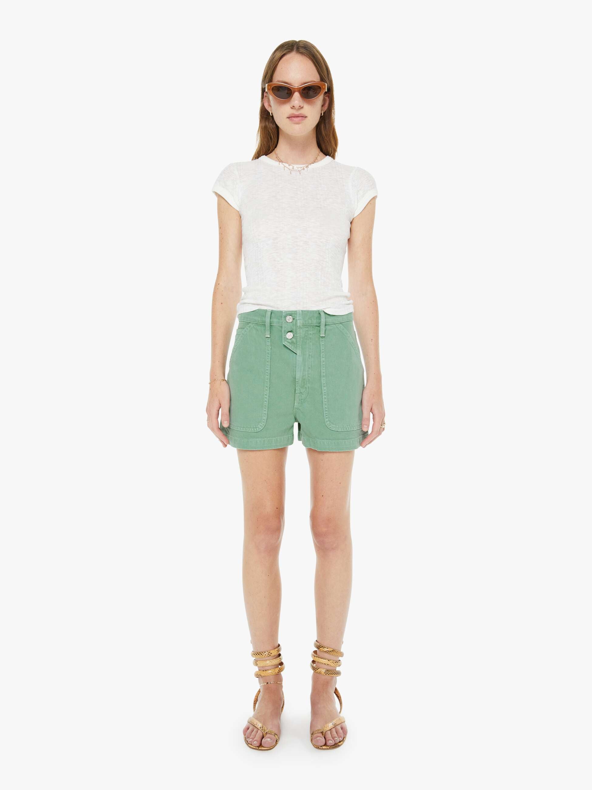 The Detour Short - Hit The Hay- Creme De Menthe | MOTHER DENIM