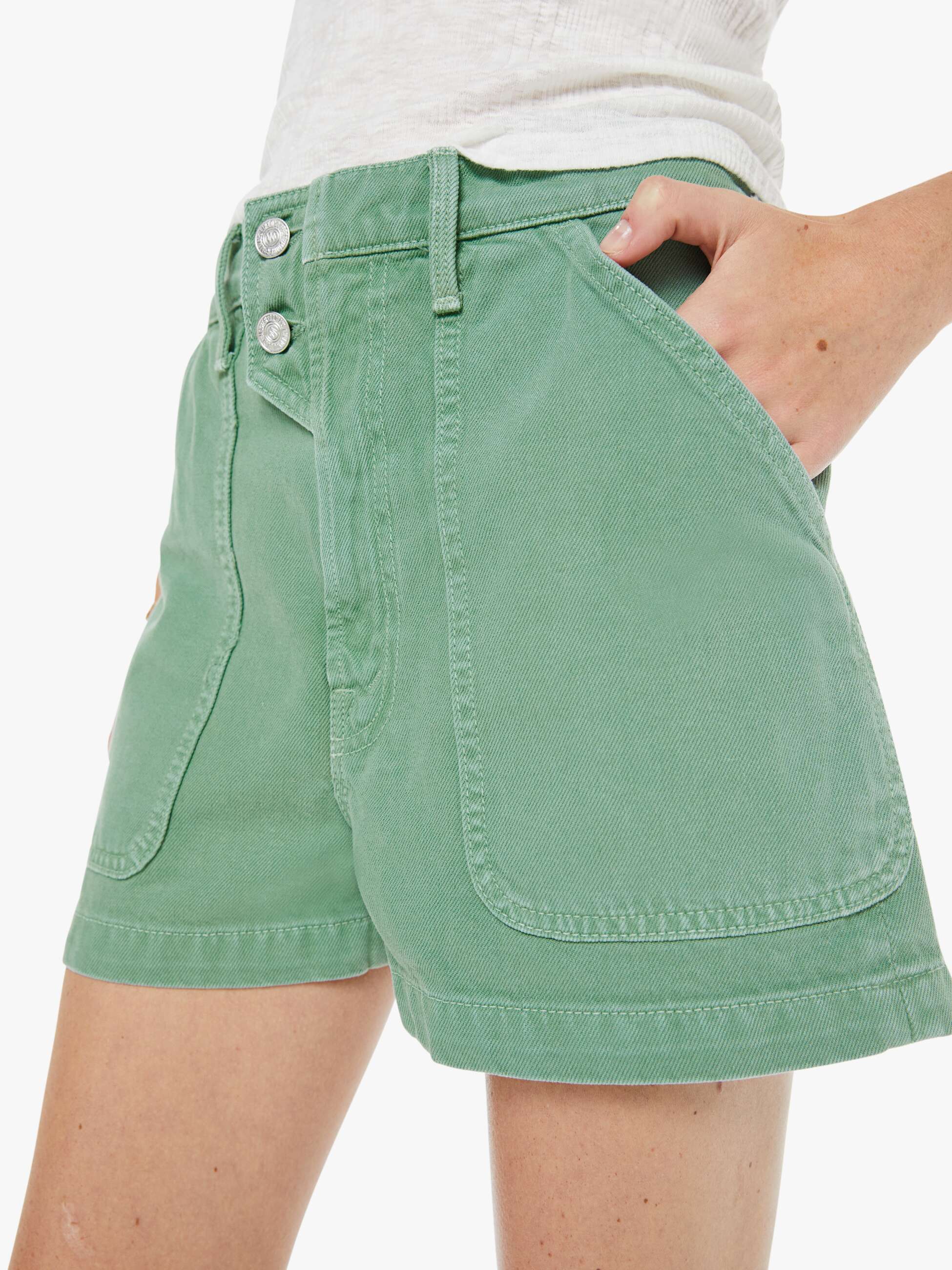 The Detour Short - Hit The Hay- Creme De Menthe | MOTHER DENIM