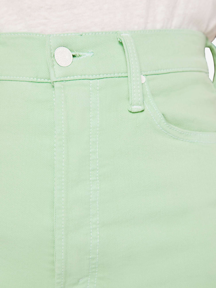 Color swatch view of a woman in vintage-inspired shorts designed with a super-high rise, narrow fit and a short cuffed hem.