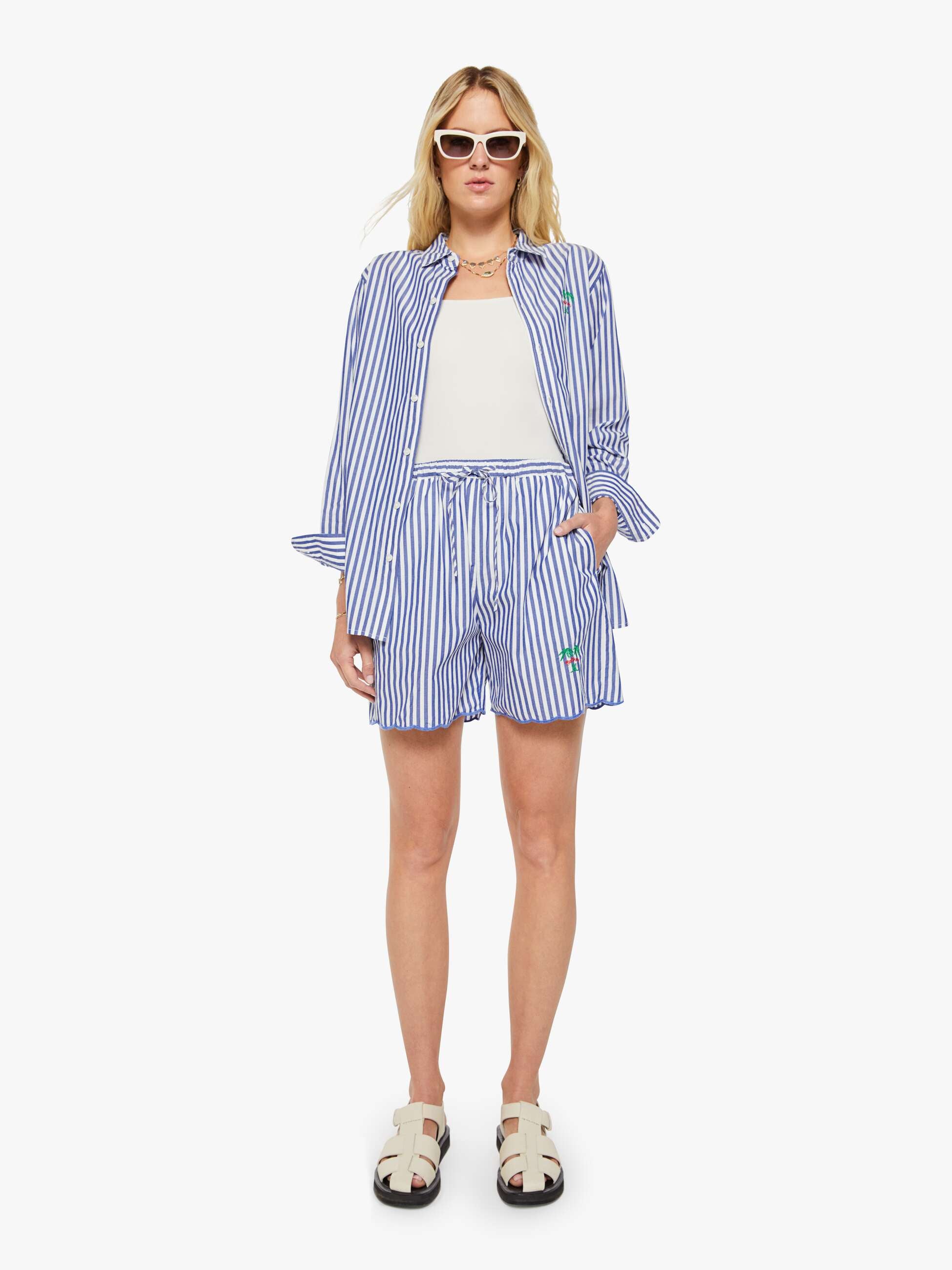 The Drawn Freeballer Short - White And Blue Stripe