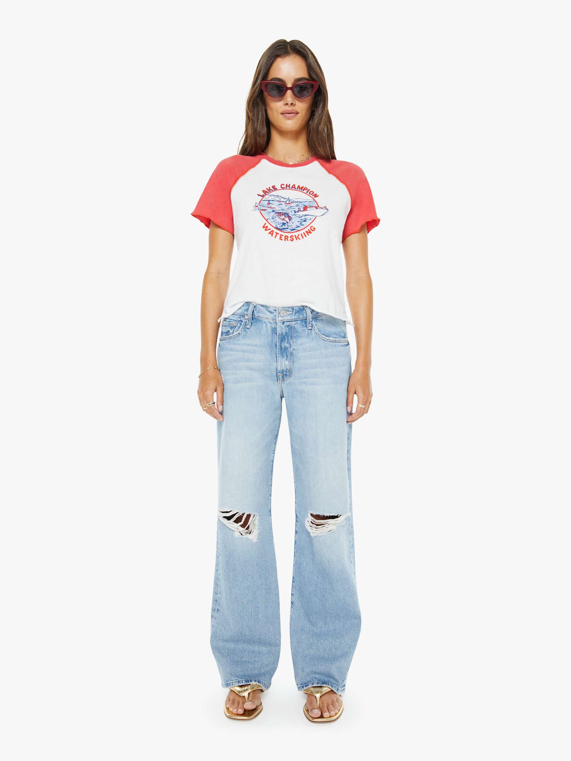 The S/S Sporty Concert Tee - Lake Champion | MOTHER DENIM
