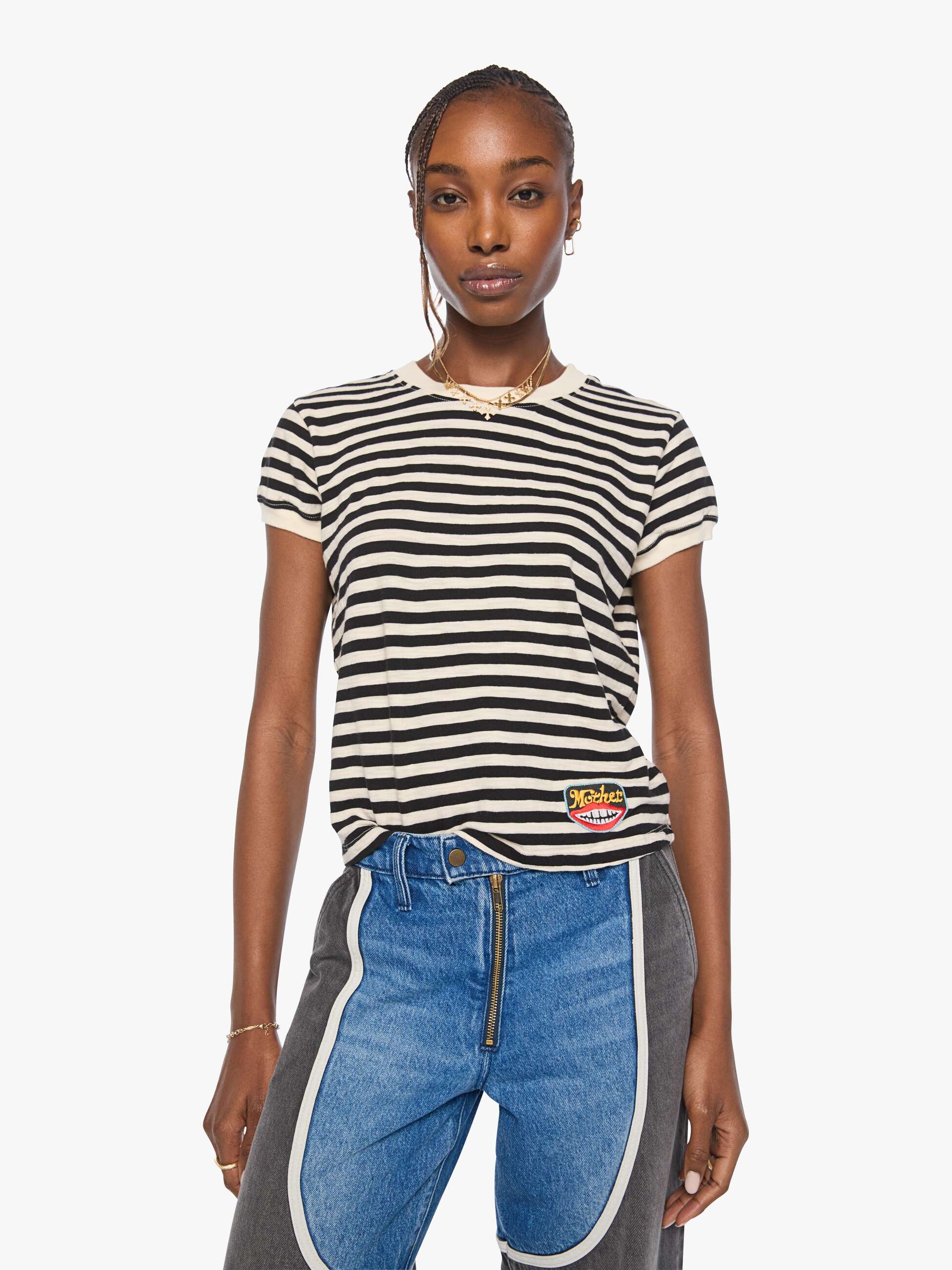 The Boxy Goodie Goodie - Black And Cream Stripe