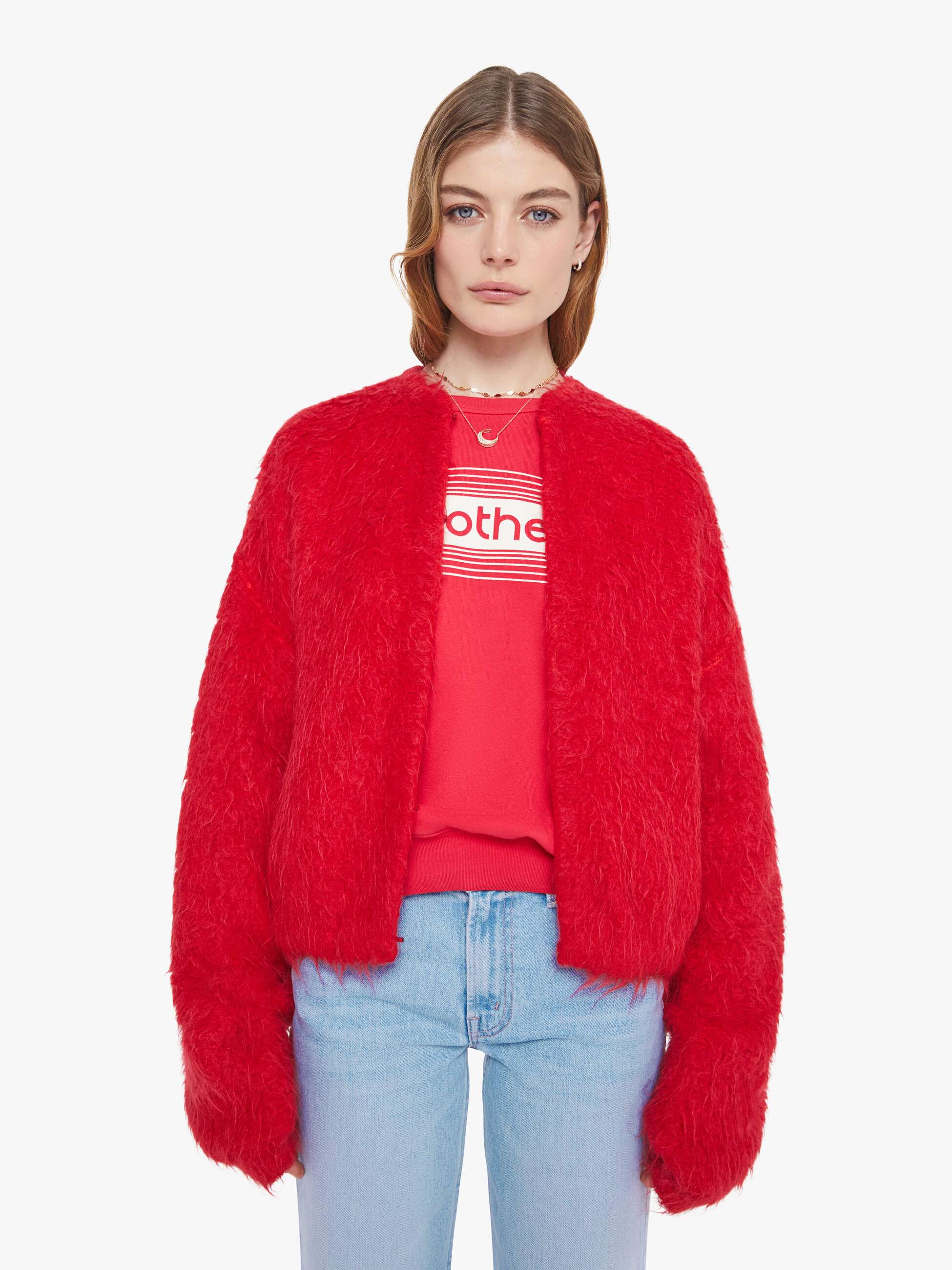 The Drop Bubble Cardigan - Fuzz Ball | MOTHER DENIM