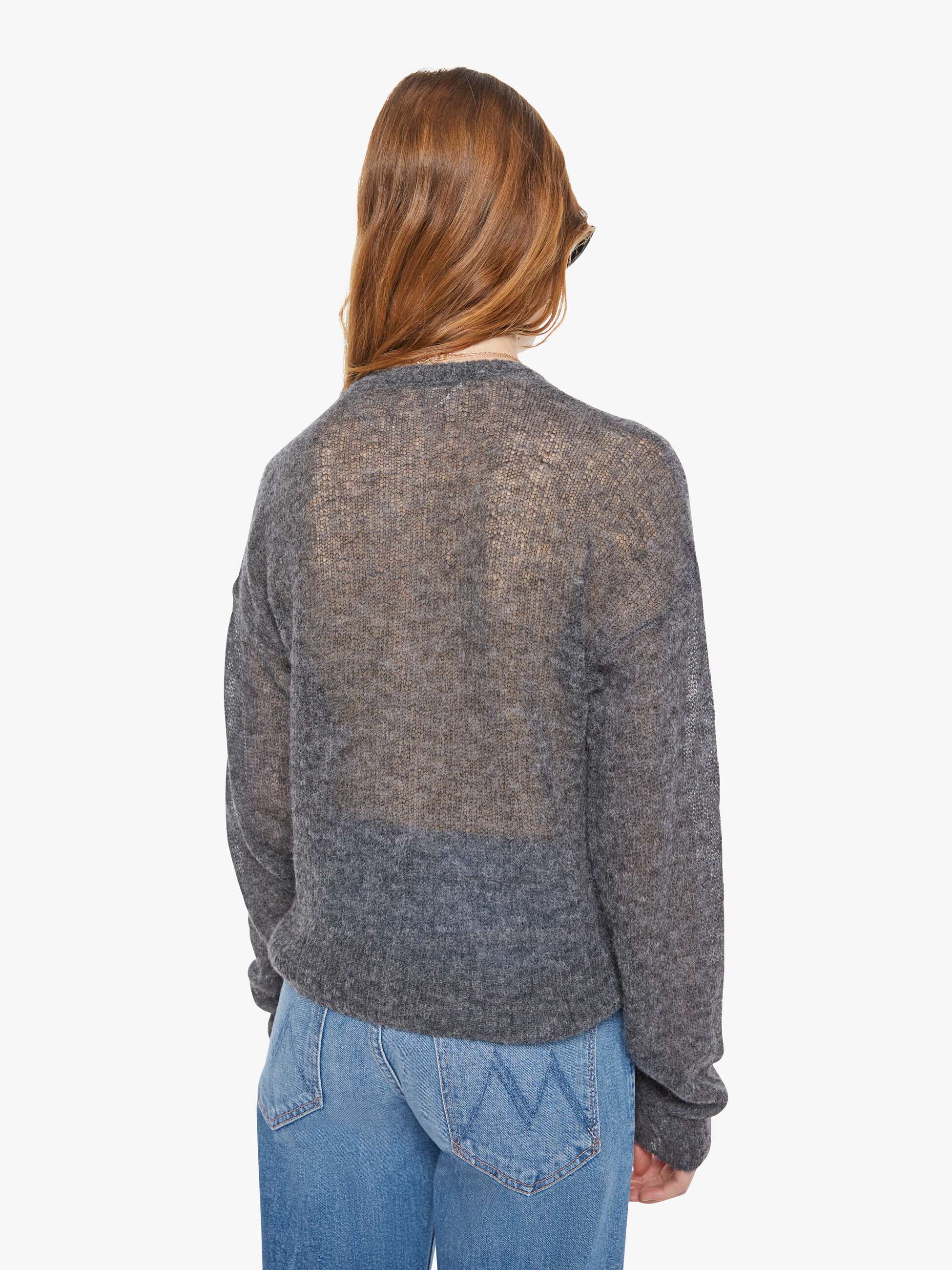 The Crop Cardigan - Grey | MOTHER DENIM