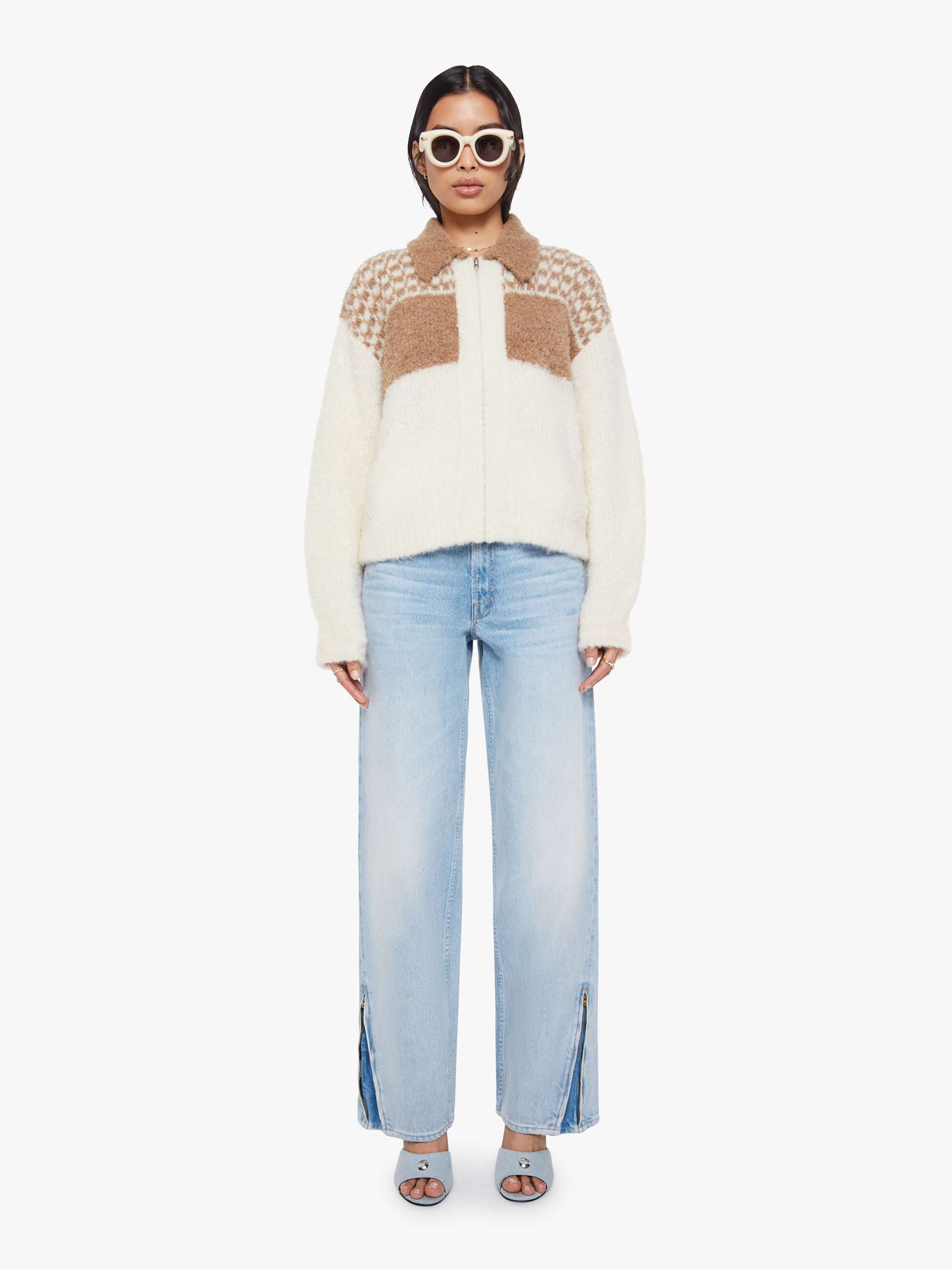 The Zip Raquette Cardigan - Fluff Back | MOTHER DENIM