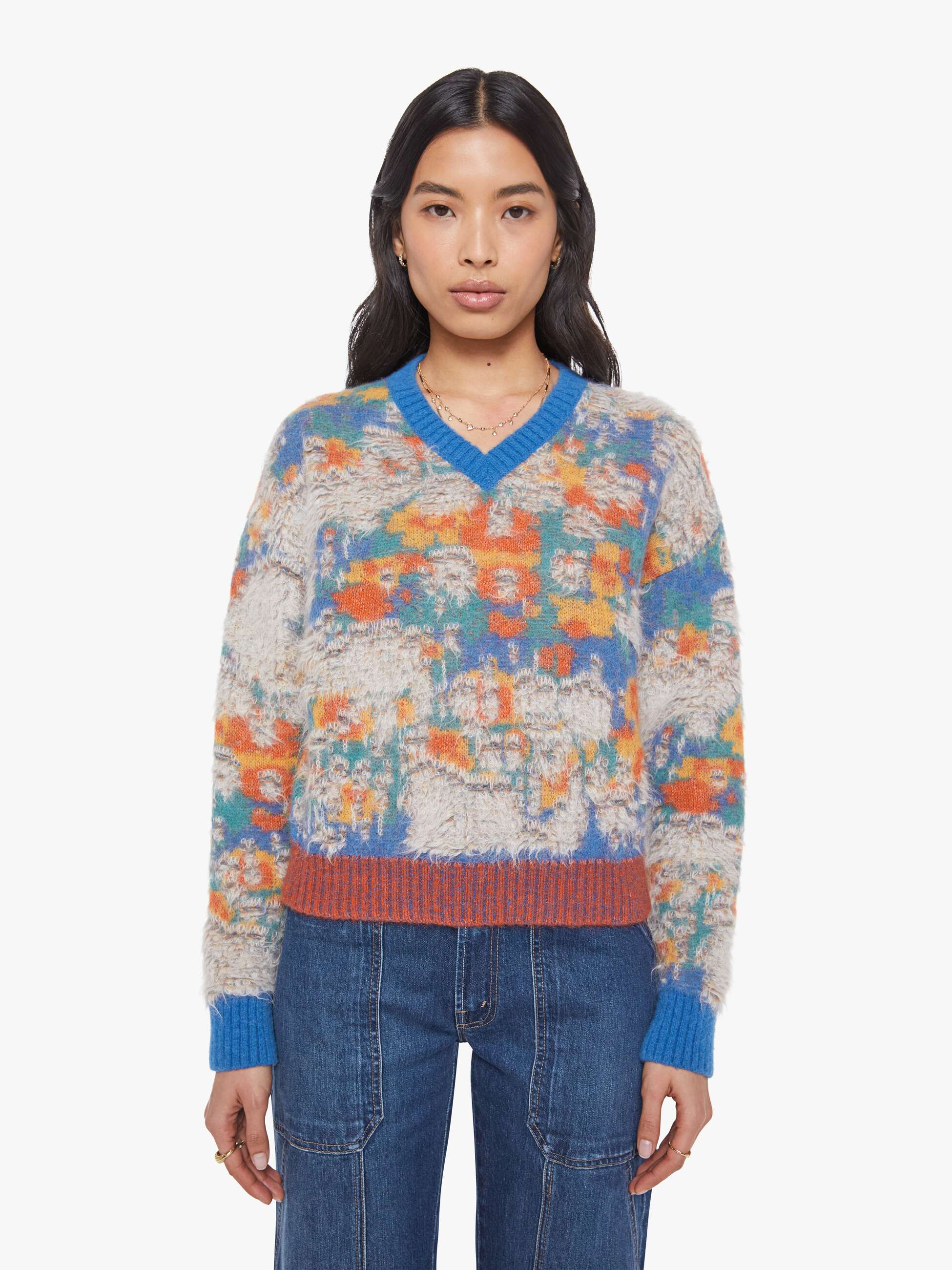 mother SO FARリブトップス The Crop Varsity Jumper - Fixer Upper | MOTHER DENIM