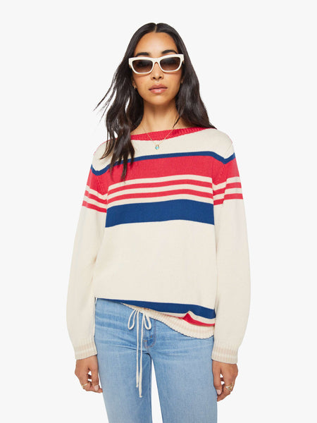 The L/S Skipper - Jersey - Ivory Red Multi Stripe | MOTHER DENIM