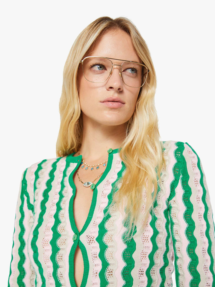The Crew Neck Cardigan - Pointelle