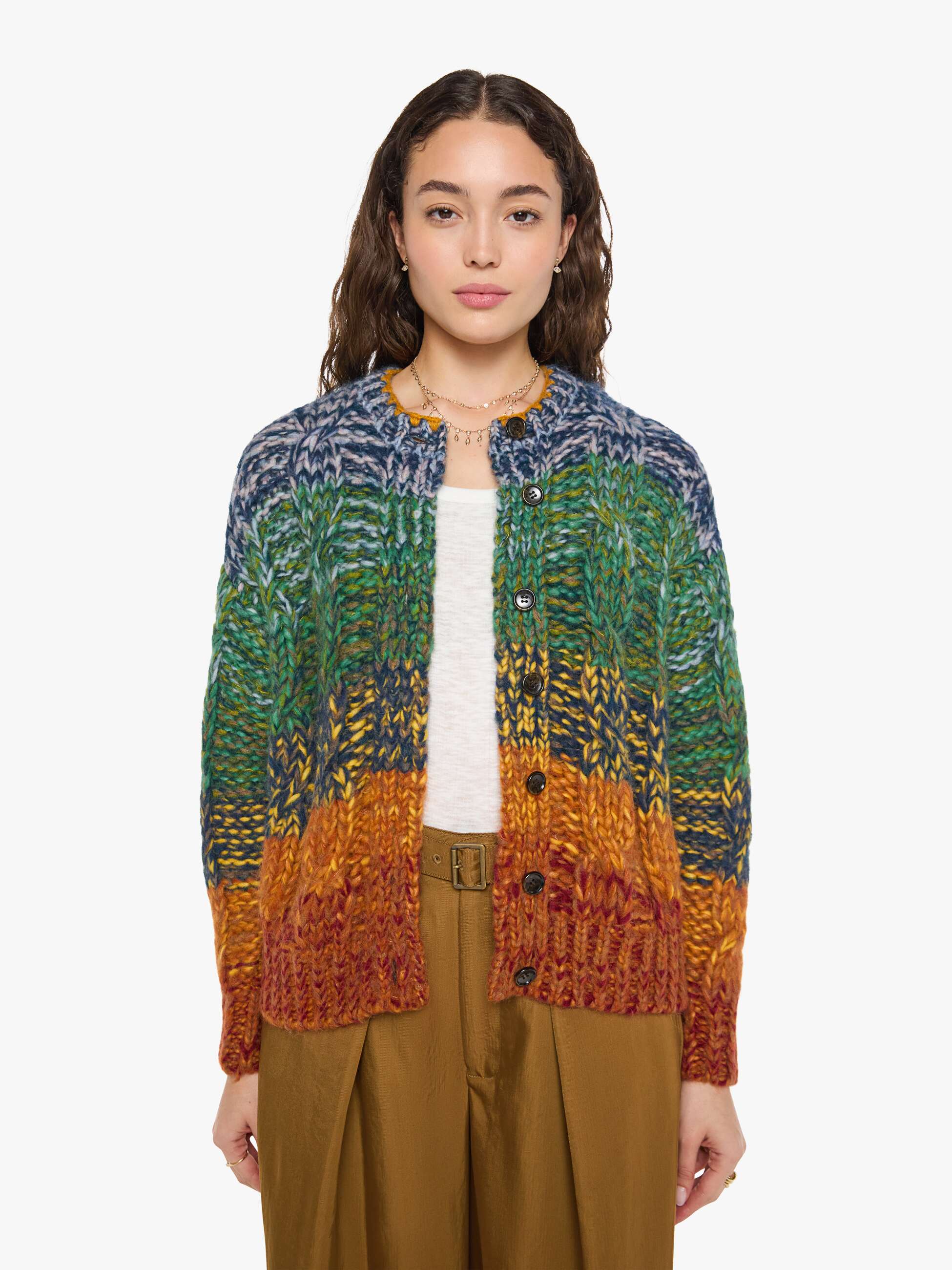 The Biggie Cardigan - Cabernet Golden Oak And Winter Moss