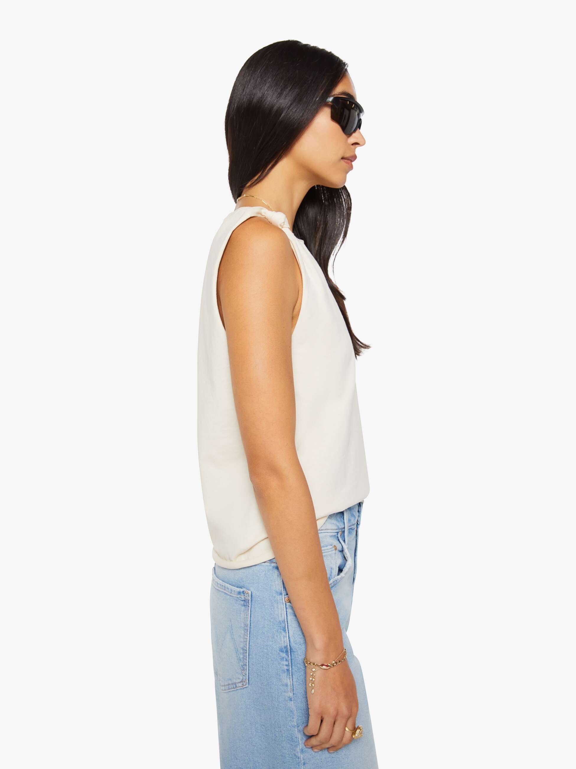 The Knotted Strong And Silent - Jersey - Antique White | MOTHER DENIM