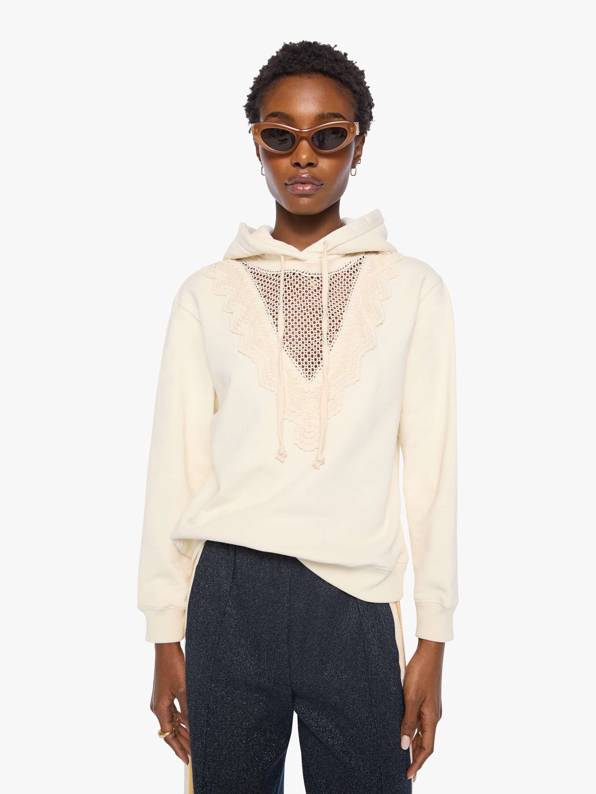 The Accent Square Hoodie - Antique White