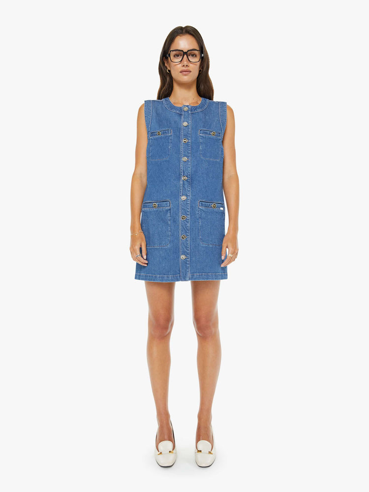 mother denim dress MOTHER The Stashed Picky Mini Dress Whisk Me Away Skirt in Blue (also XS)