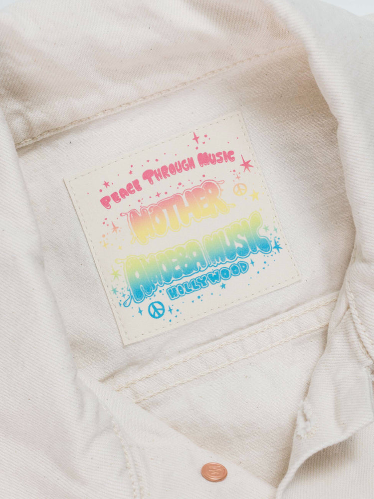 Close up view of a MOTHER AMOEBA MUSIC patch.