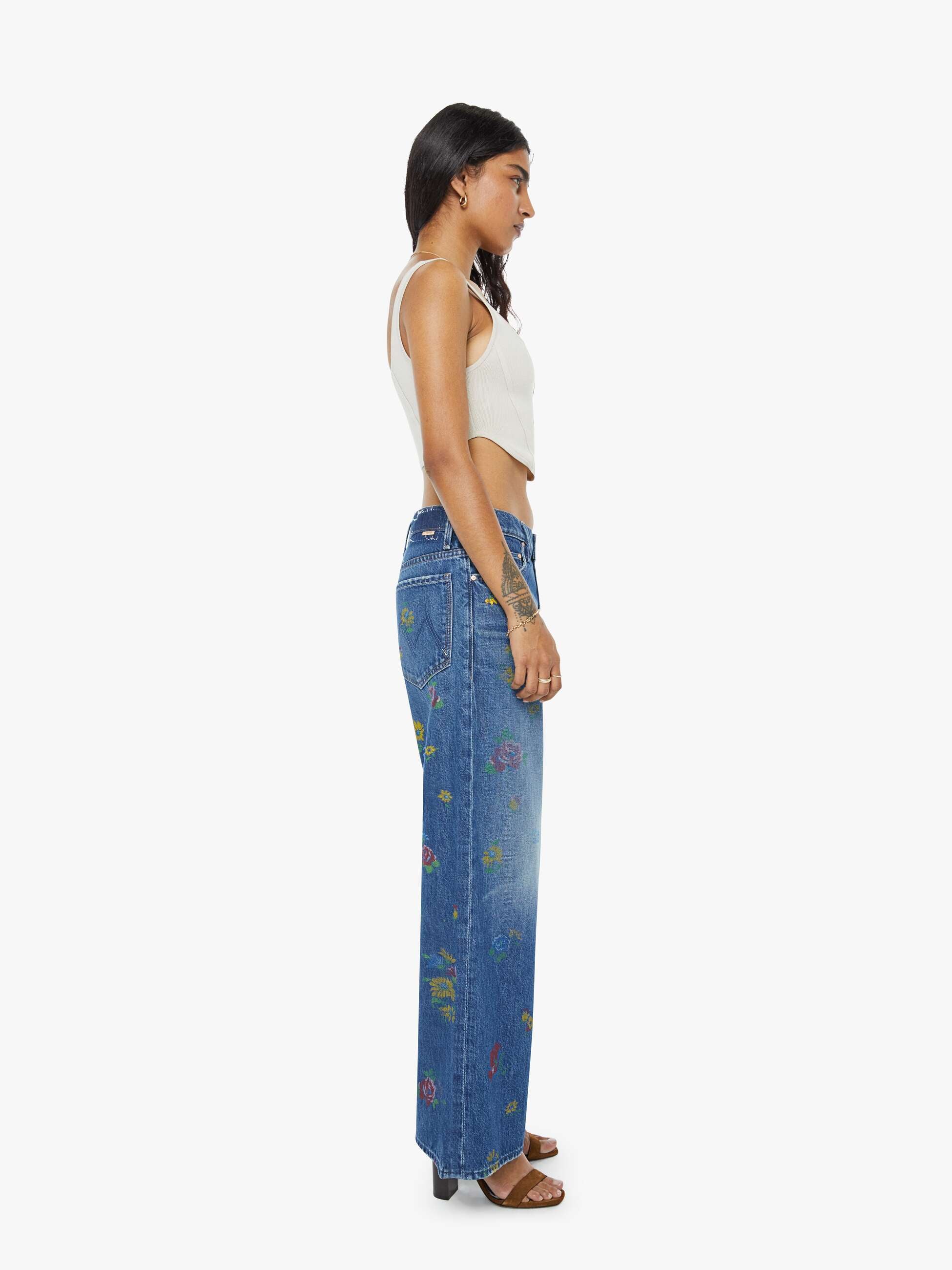 PETITES The Lil Rerun Zip Sneak - Field Of Flowers | MOTHER DENIM
