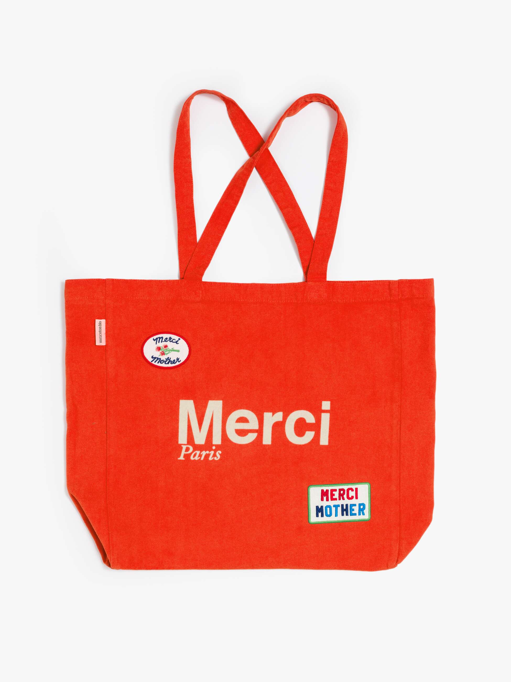 Merci Paris エコバッグ 大　レッド Merci x MOTHER Merci Tote - Red And Ecru