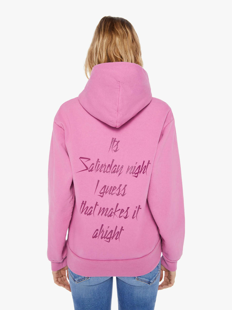WOMEN BACK VIEW WOMEN'S LAVENDER HOODIE WITH RED CAR