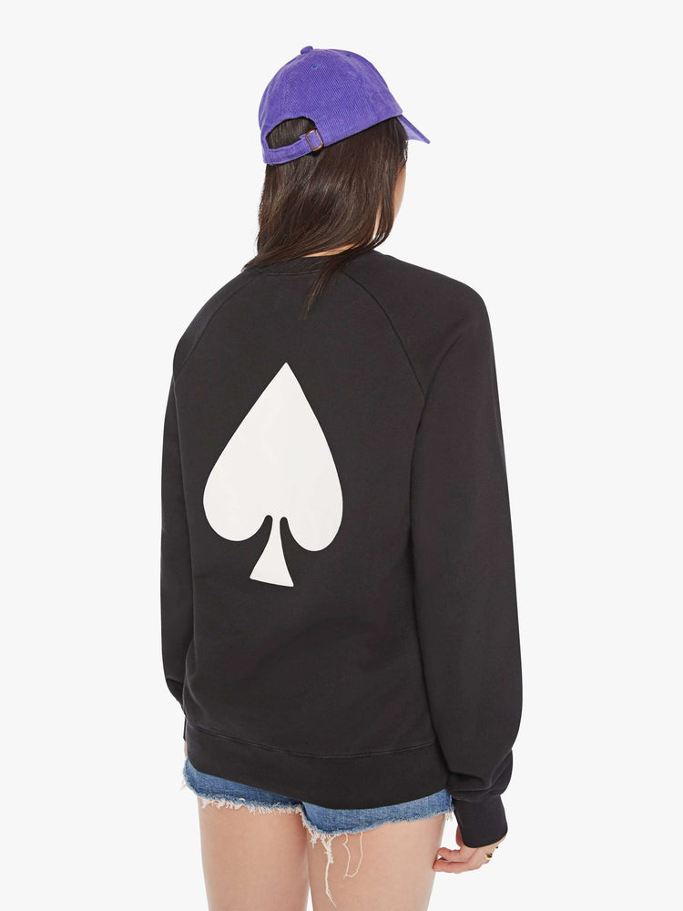 Back with raglan sleeves and is decorated with a white spade graphic on the back and a logo on the front.