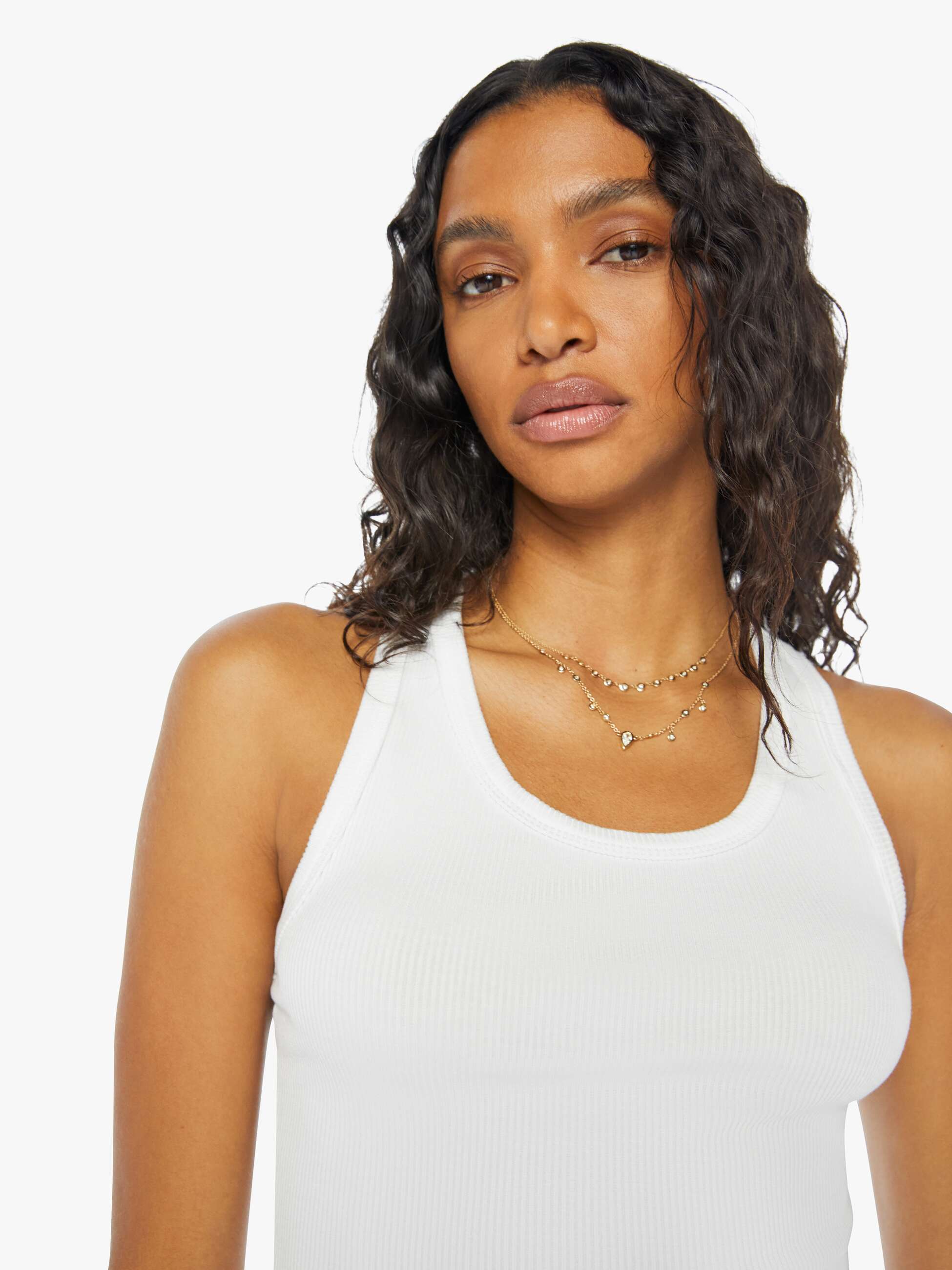 SPRWMN Rib Fitted Scooped Tank - White | MOTHER DENIM