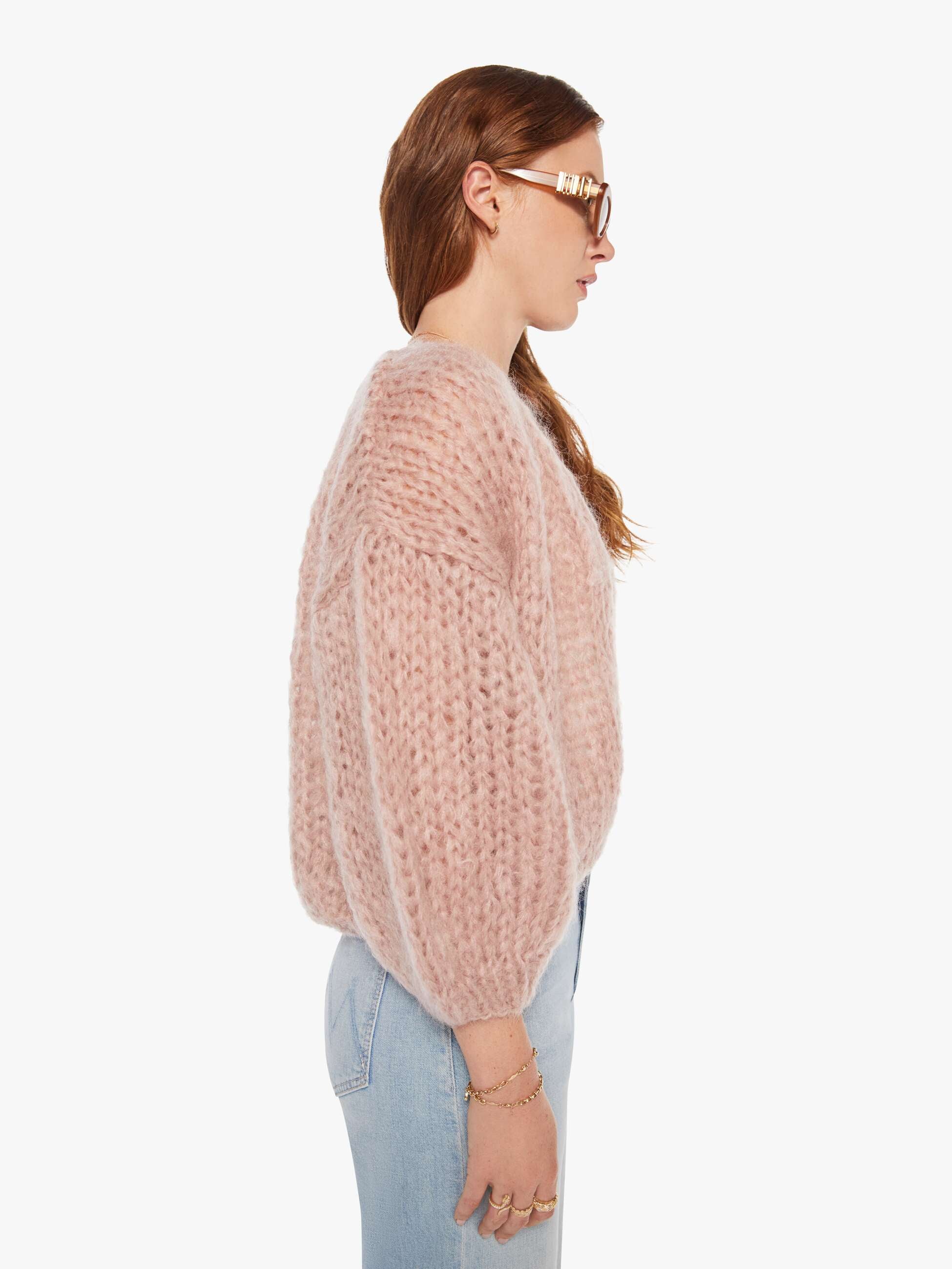 Maiami Mohair Bomber Cardigan - Antique Pink | MOTHER DENIM