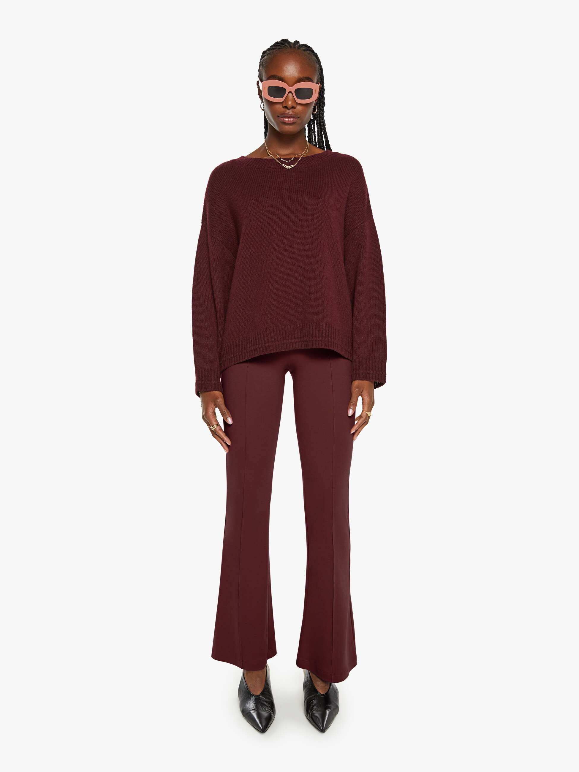 SABLYN Alston Boyfriend Crewneck - Bordeaux | MOTHER DENIM