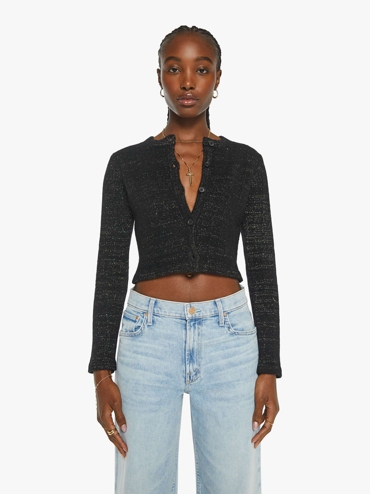 SPRWMN Shrunken Raglan Cardigan Black Gold MOTHER DENIM