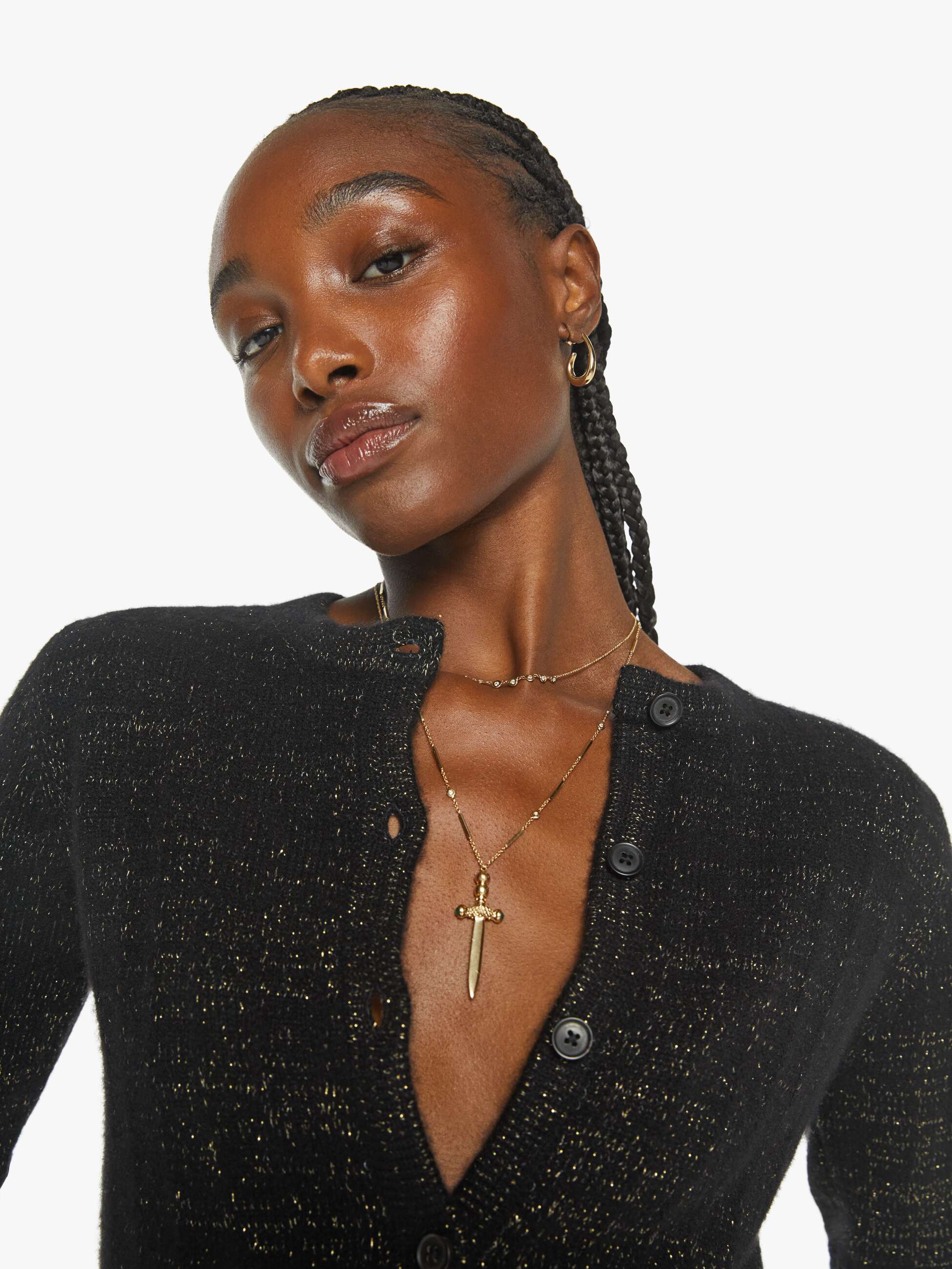 SPRWMN Shrunken Raglan Cardigan - Black Gold | MOTHER DENIM