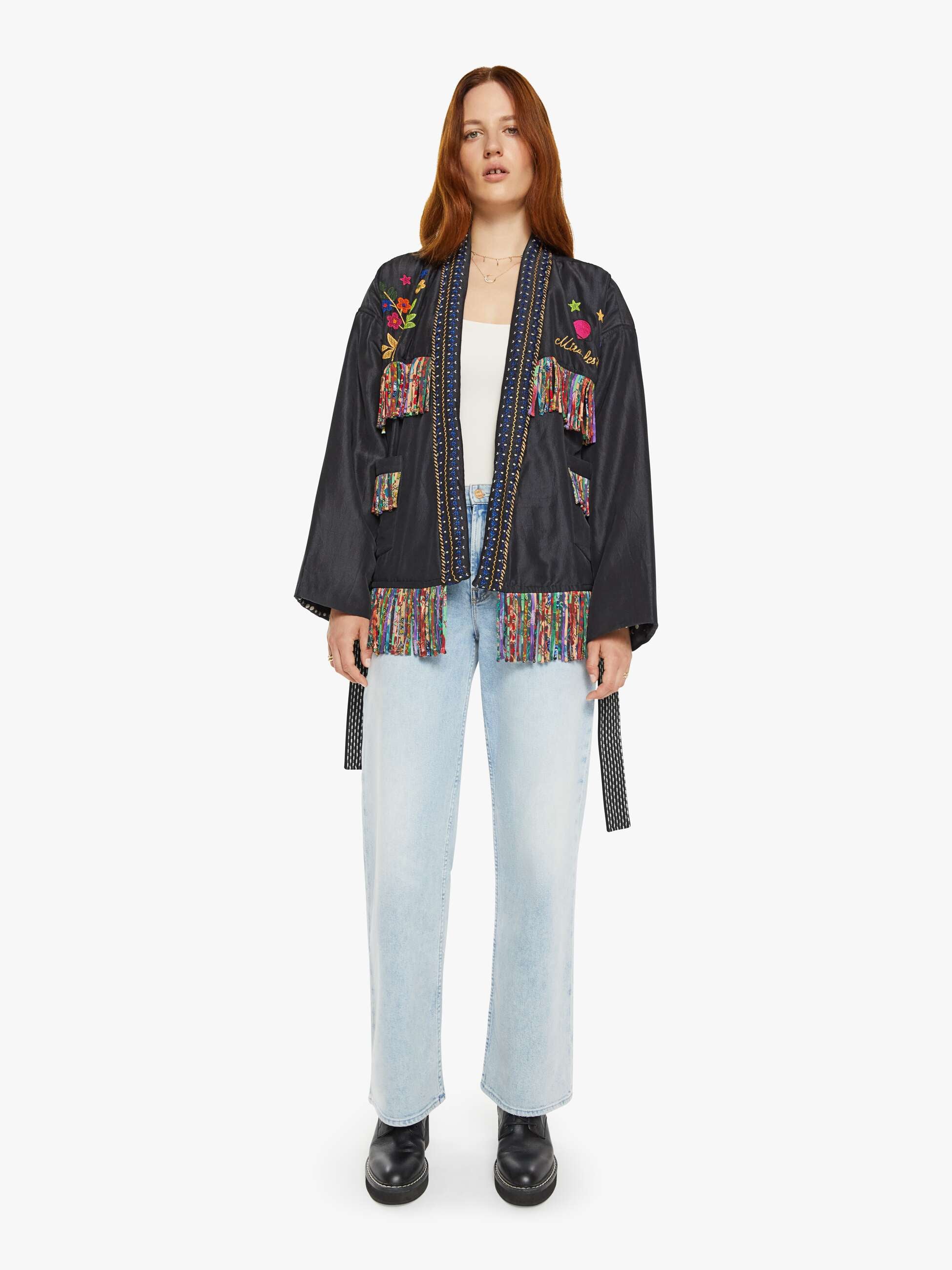 Monoki Rodeo Silk Kimono - Black | MOTHER DENIM