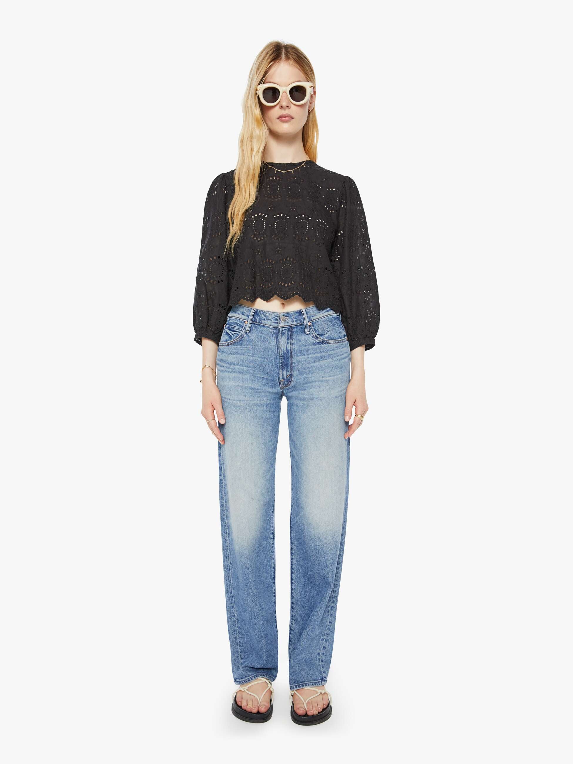 Natalie Martin Lisa Top - Medallion Embroidery Black | MOTHER DENIM