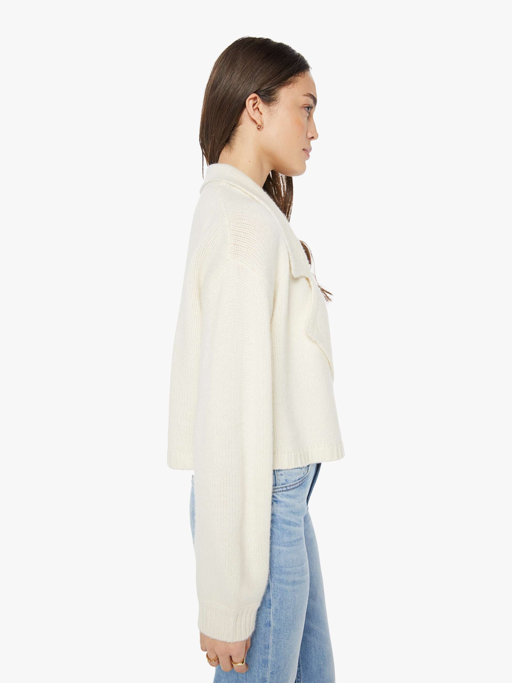 SABLYN Tyra Relaxed Collared Cardigan - Gardenia | MOTHER DENIM