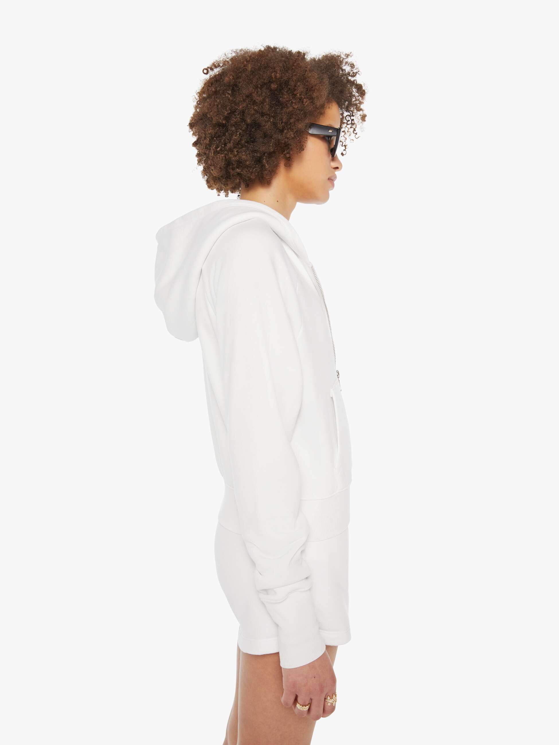 SPRWMN Shrunken Raglan Zip Up Hood - White | MOTHER DENIM