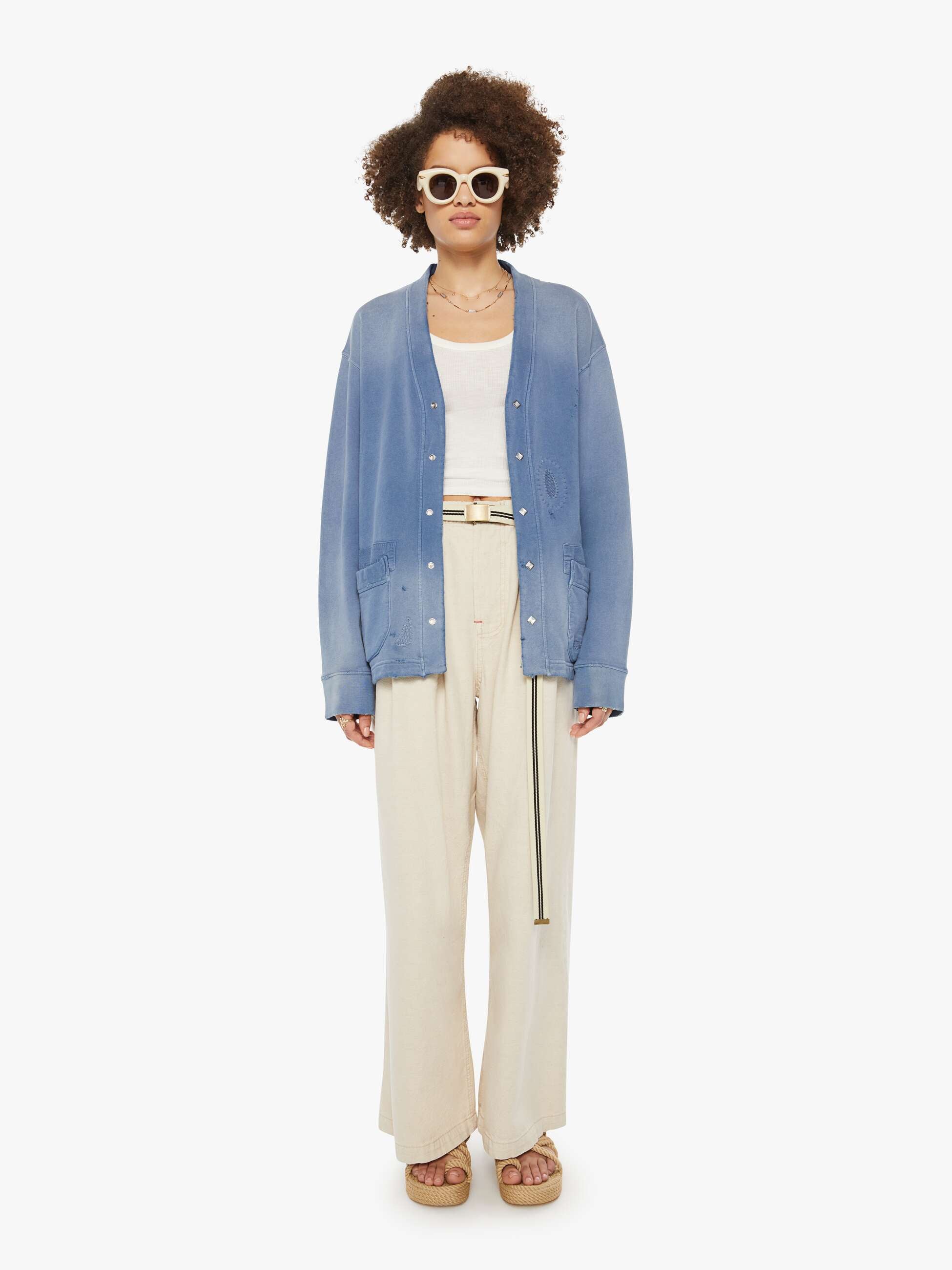 Dr. Collectors Surfriders Cardigan - Bleu De Travail | MOTHER DENIM