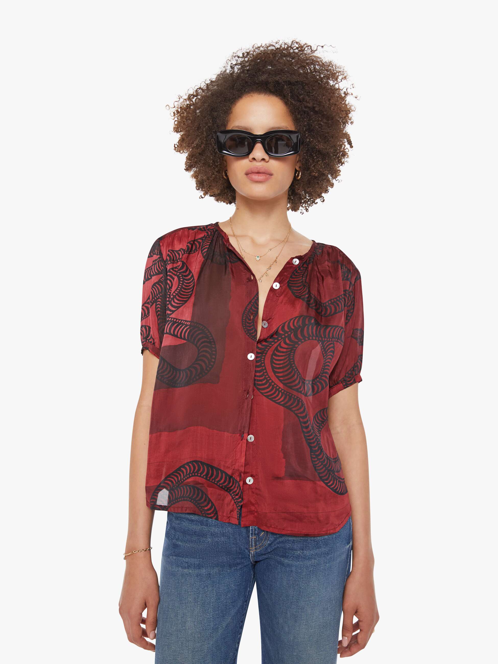 Natalie Martin Violet Top - Ament Snake Oxblood