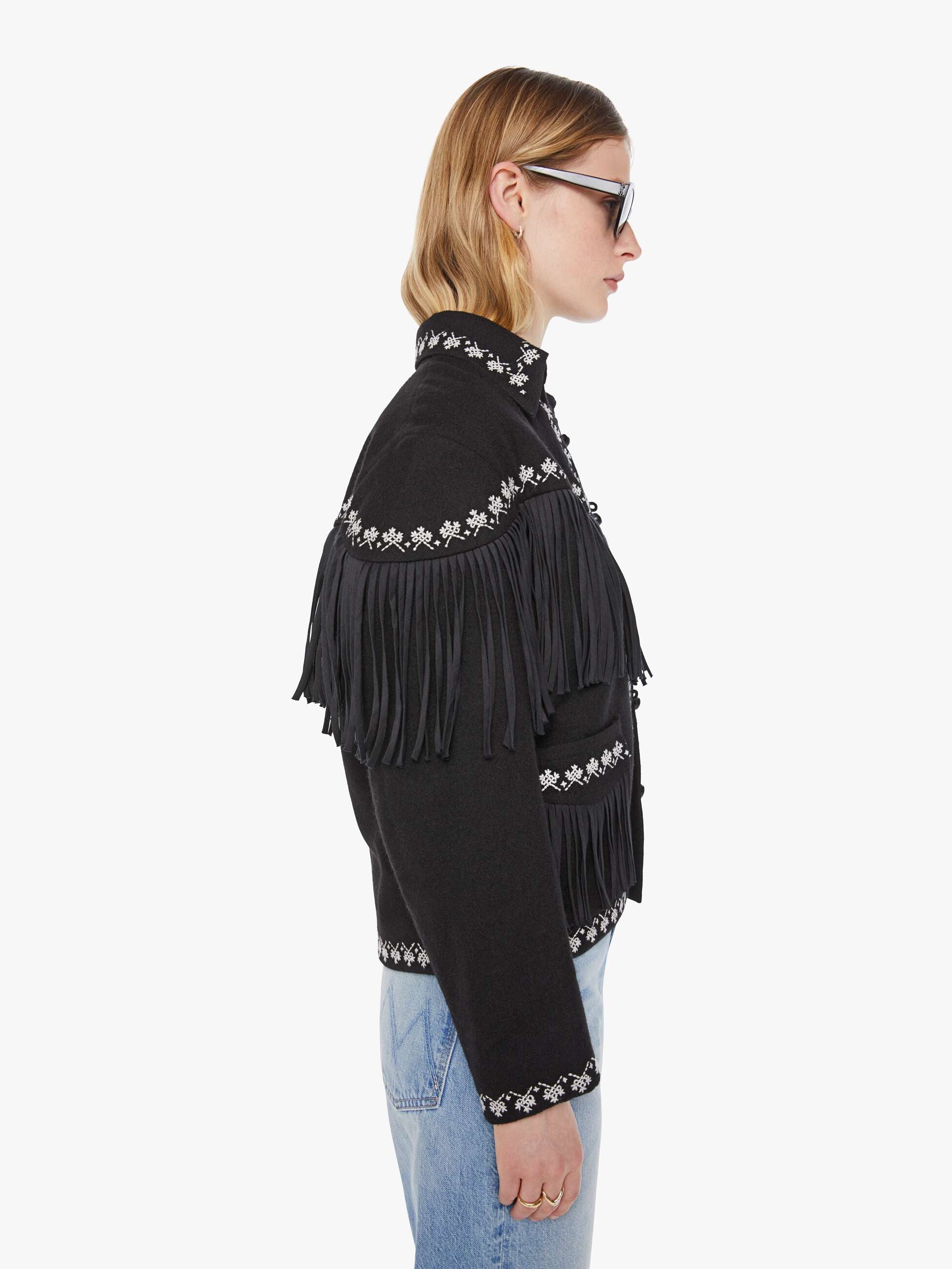 Alix of Bohemia Jude Fringe Jacket - Raven | MOTHER DENIM