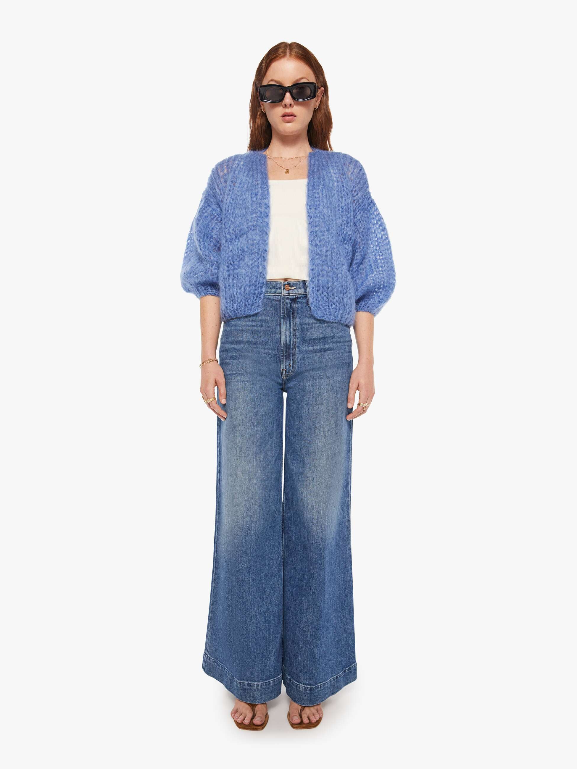 Maiami Mohair Bomber Cardigan - Dove Blue | MOTHER DENIM